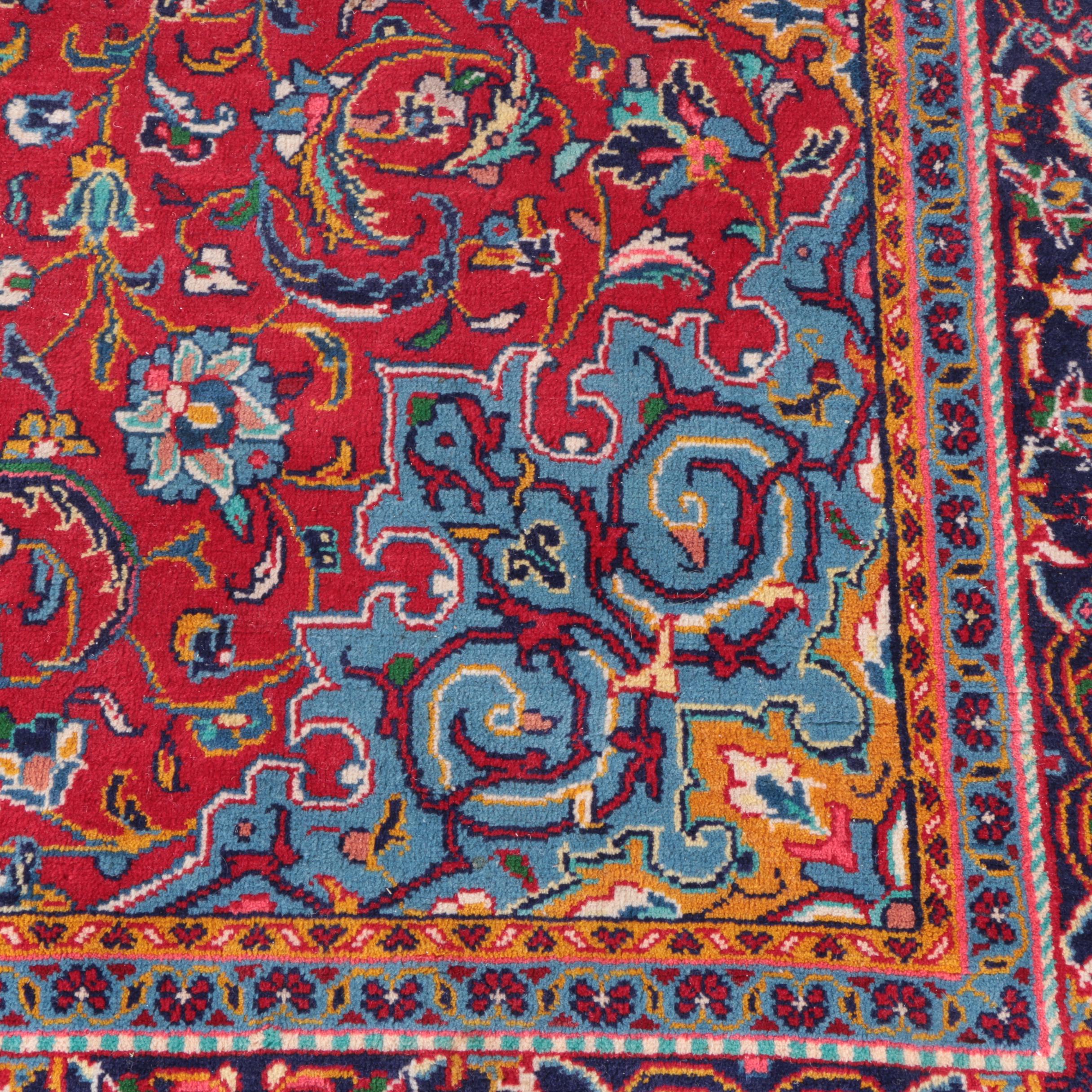 Hand-Knotted Persian Kashan Area Rug