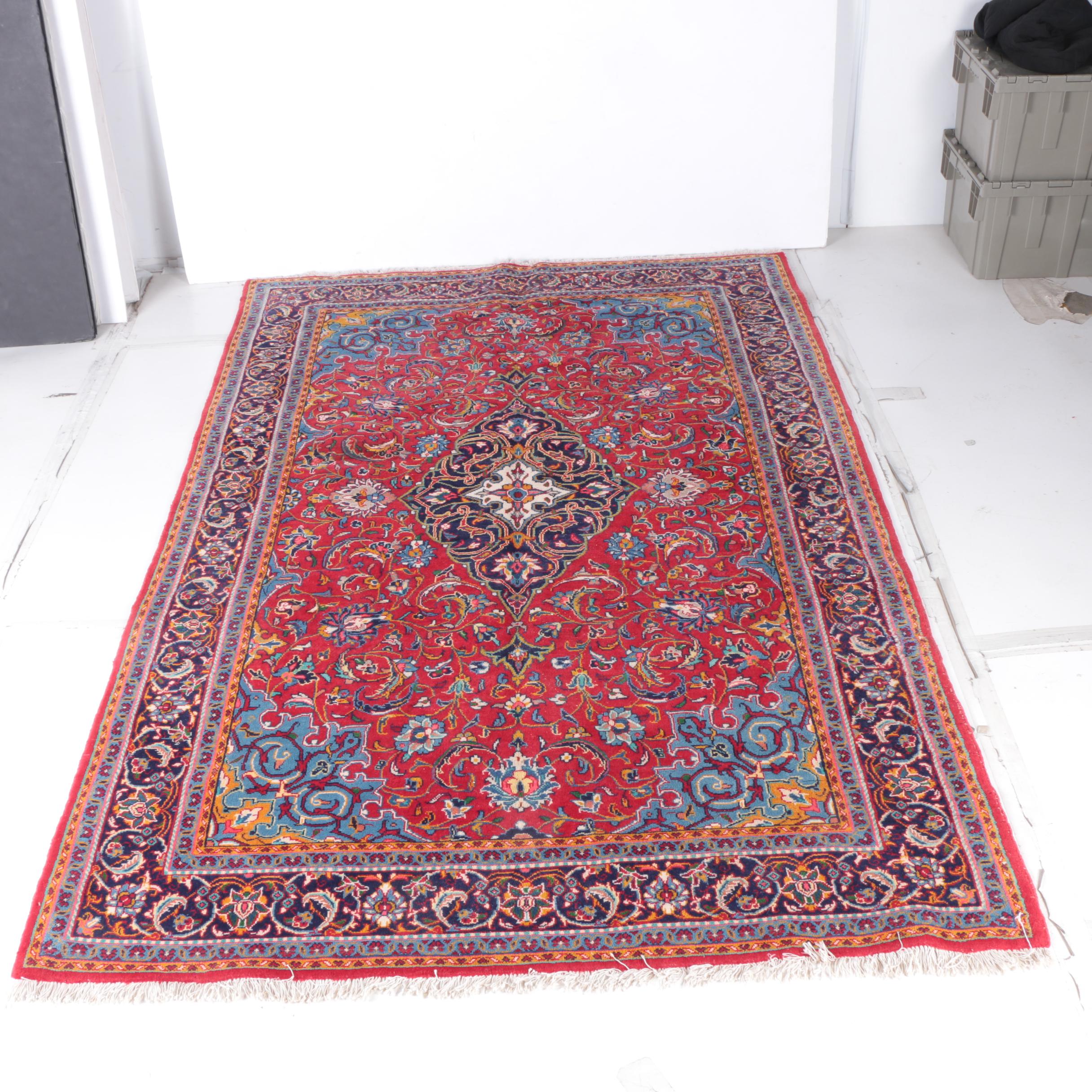 Hand-Knotted Persian Kashan Area Rug