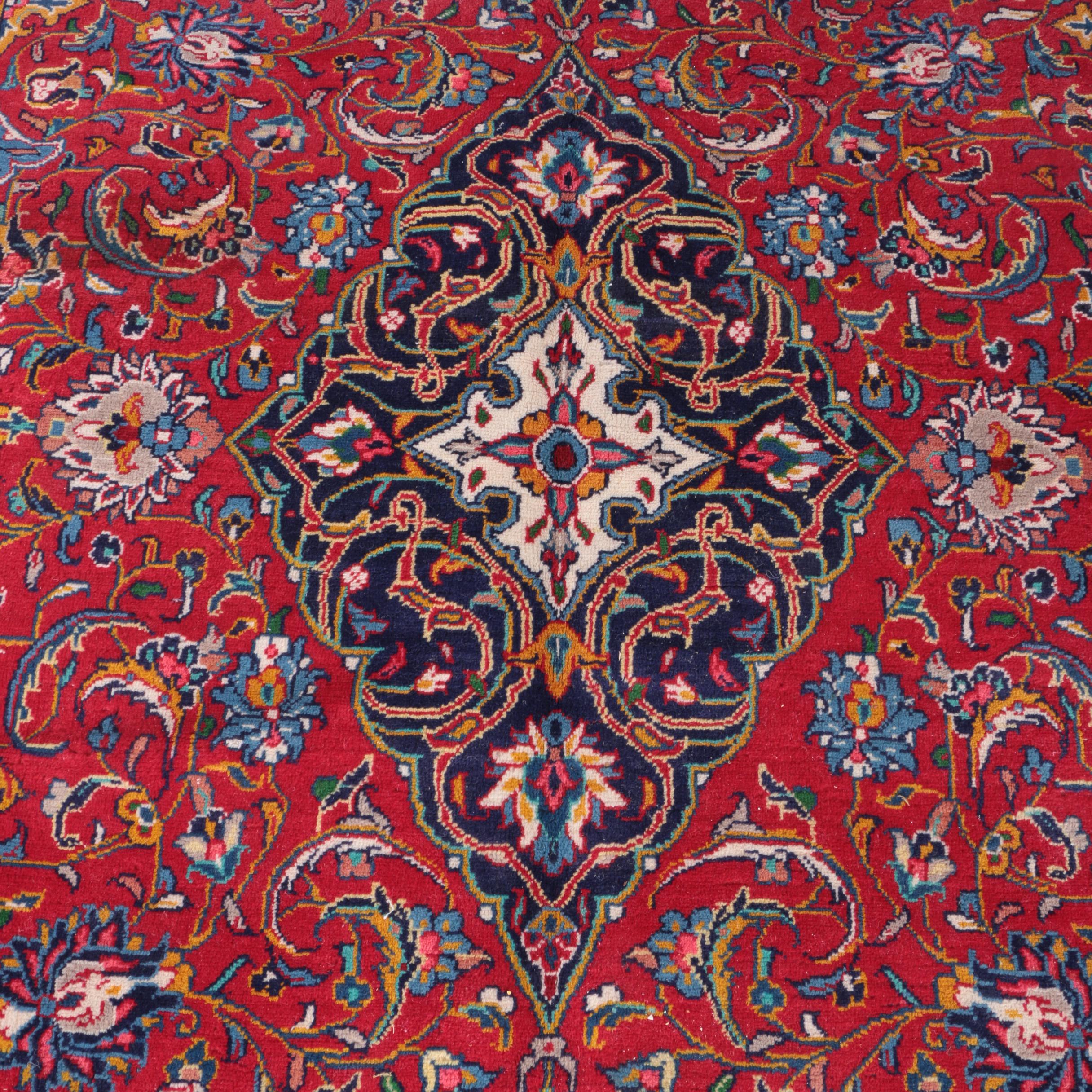 Hand-Knotted Persian Kashan Area Rug