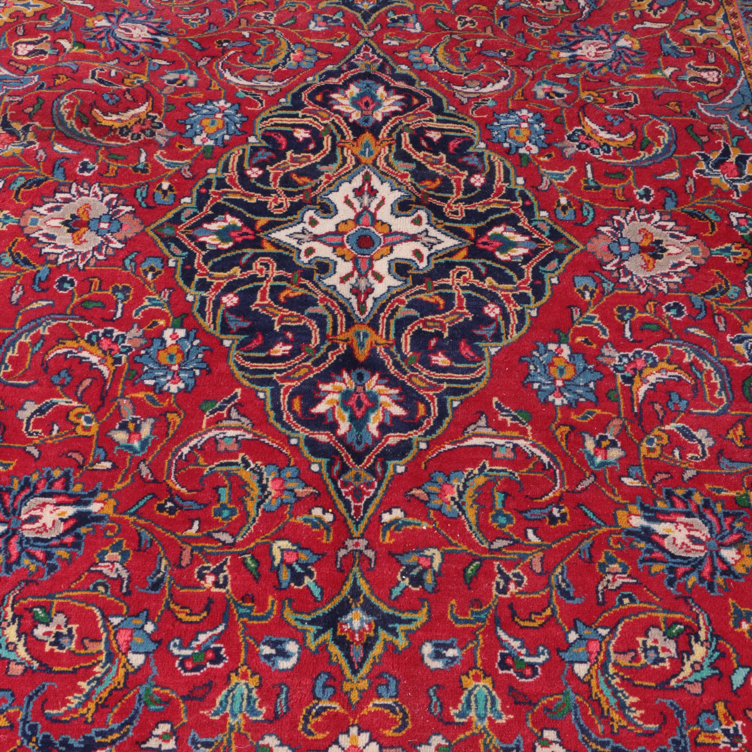 Hand-Knotted Persian Kashan Area Rug