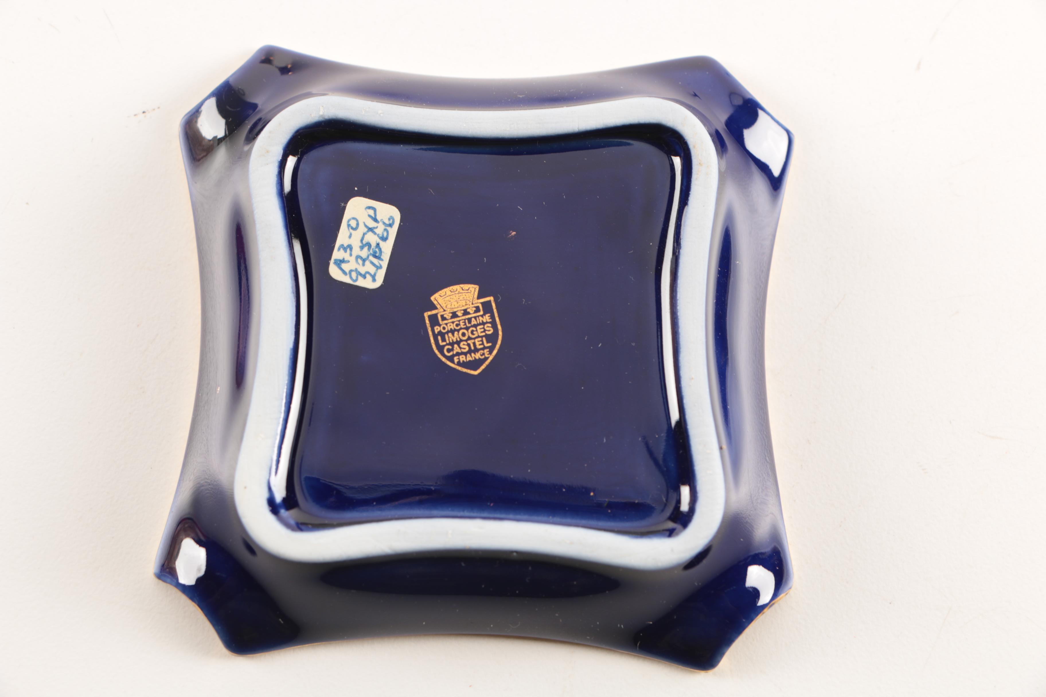 Limoges French Porcelain Ash Receivers and Compote with Courting Scene Motif