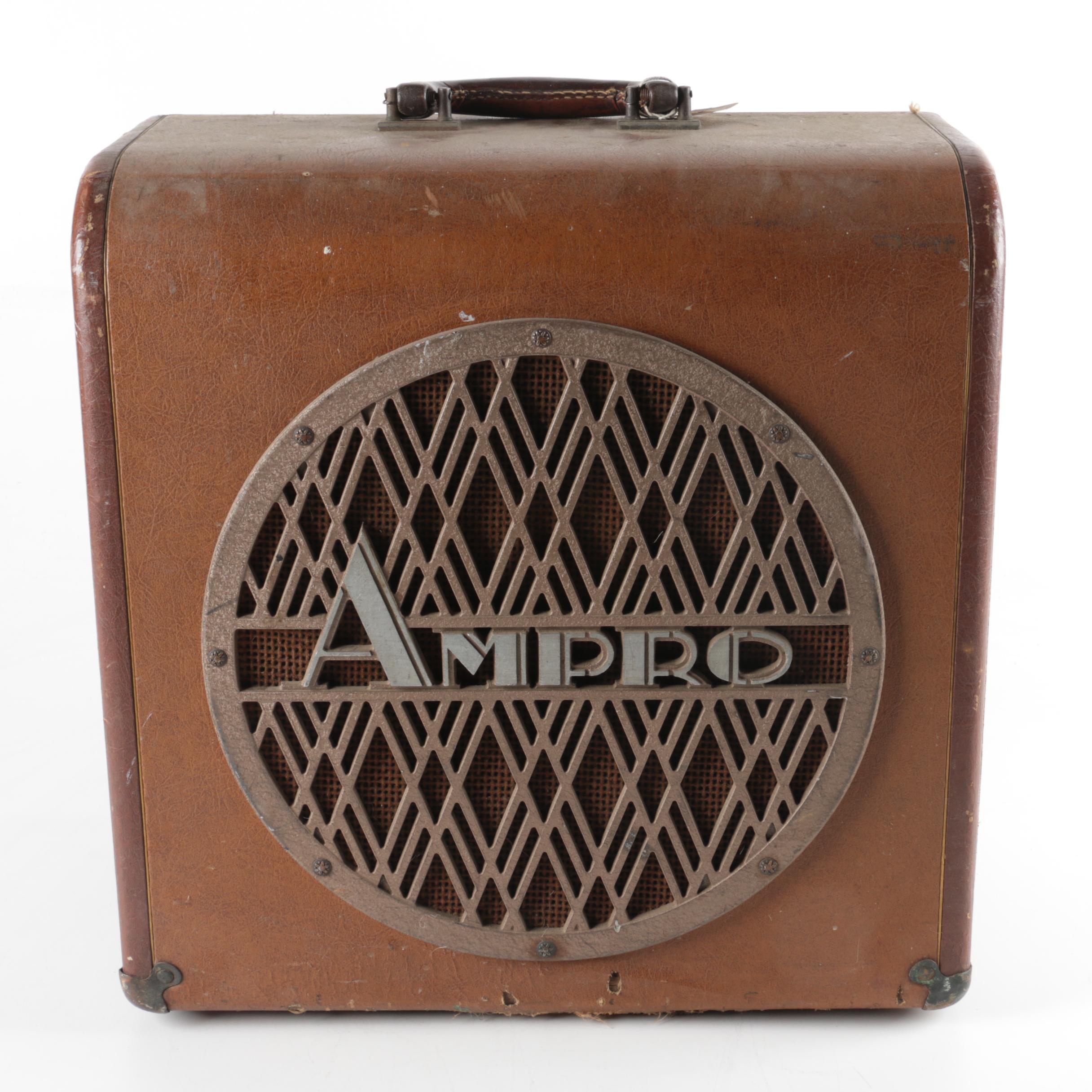 Vintage Ampro Guitar Amplifier Speaker Cabinet