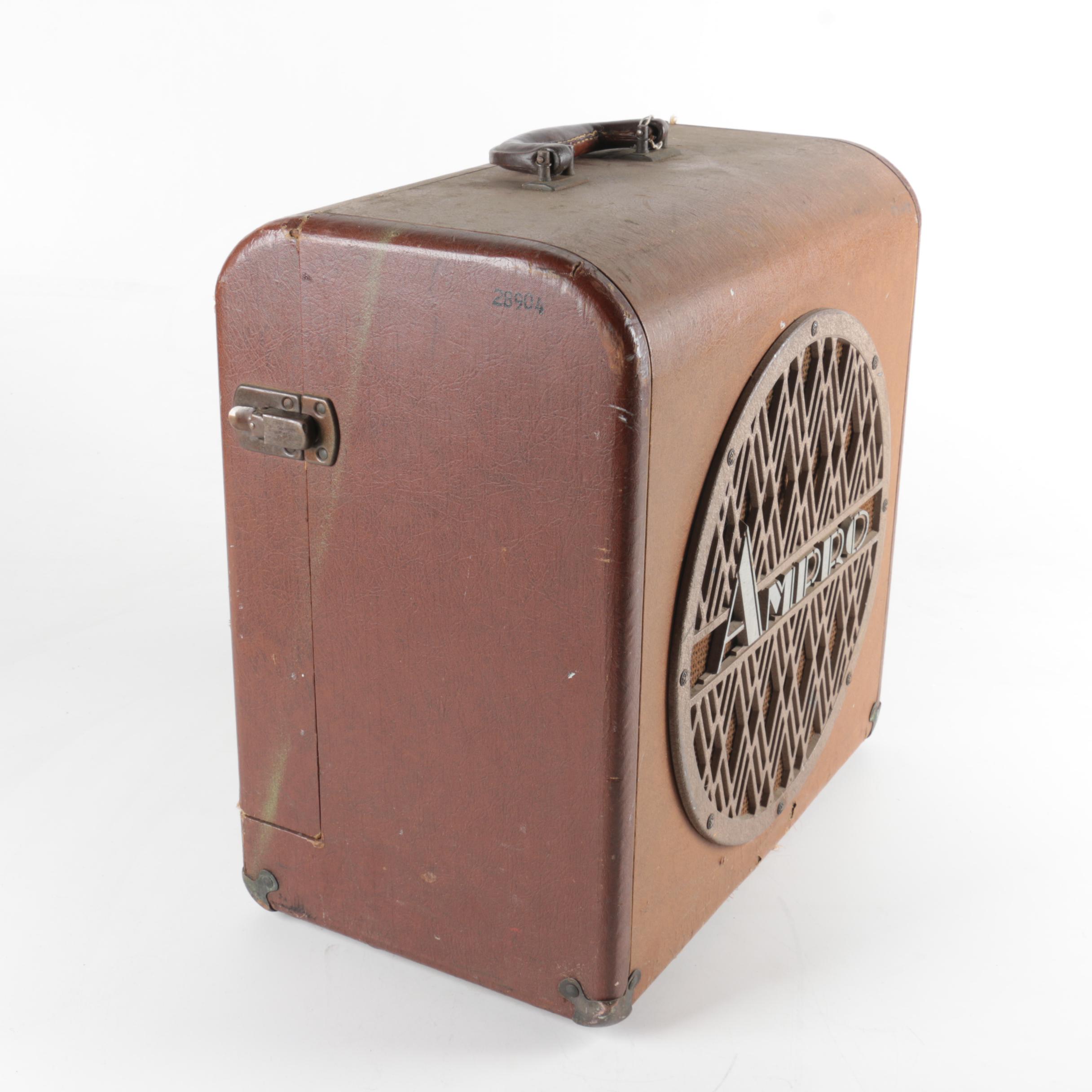 Vintage Ampro Guitar Amplifier Speaker Cabinet