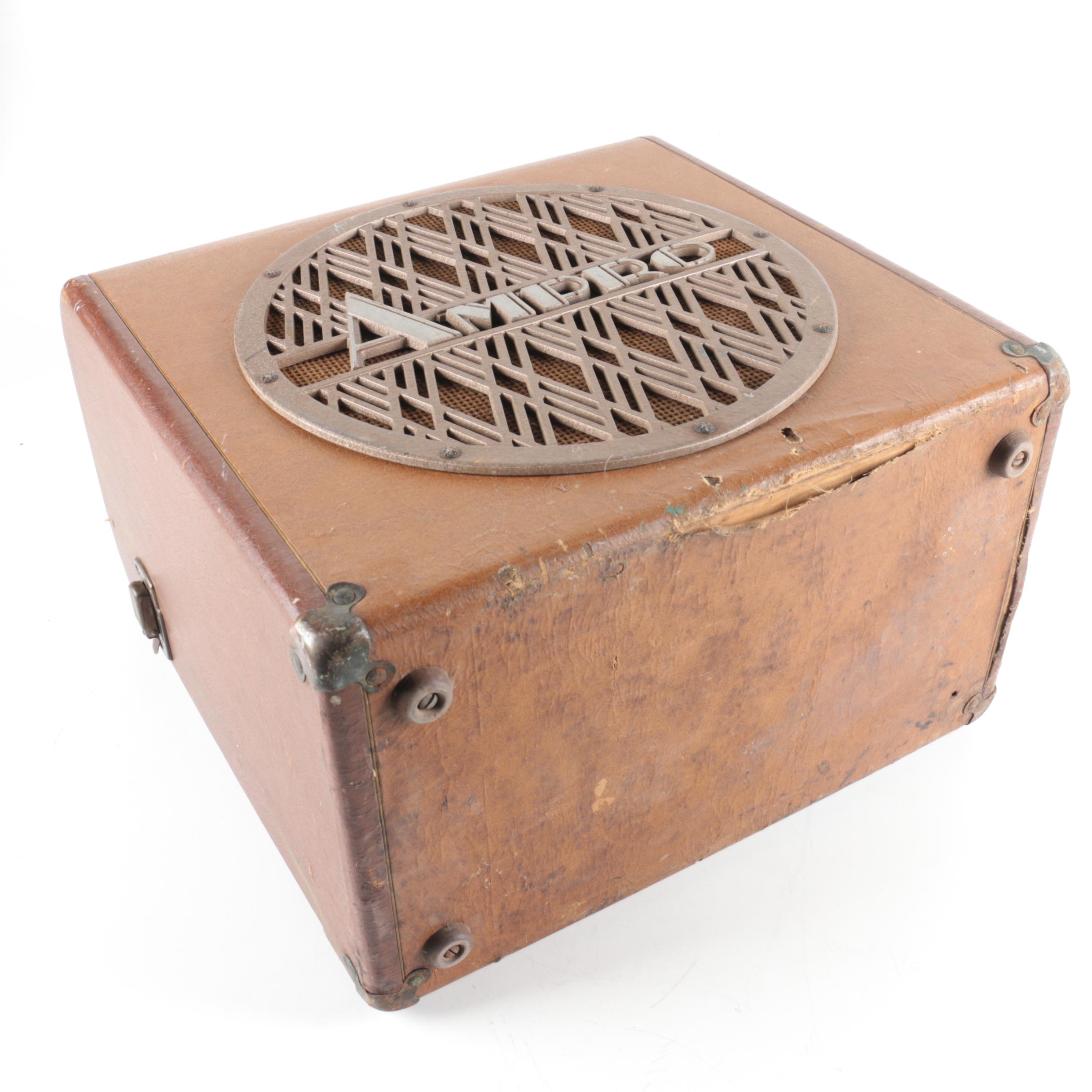 Vintage Ampro Guitar Amplifier Speaker Cabinet