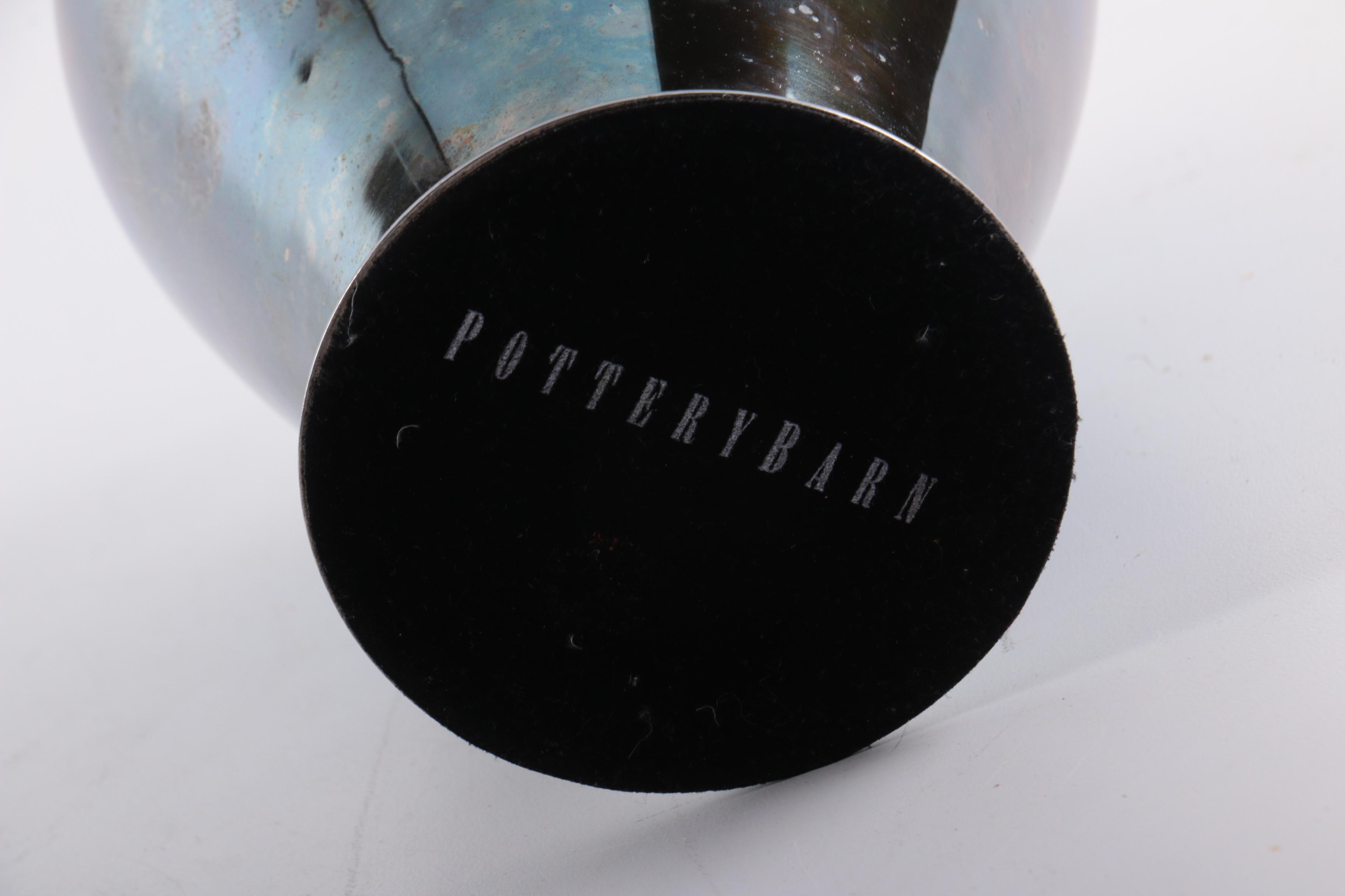 Pottery Barn Grape Motif Silver Plate Vase