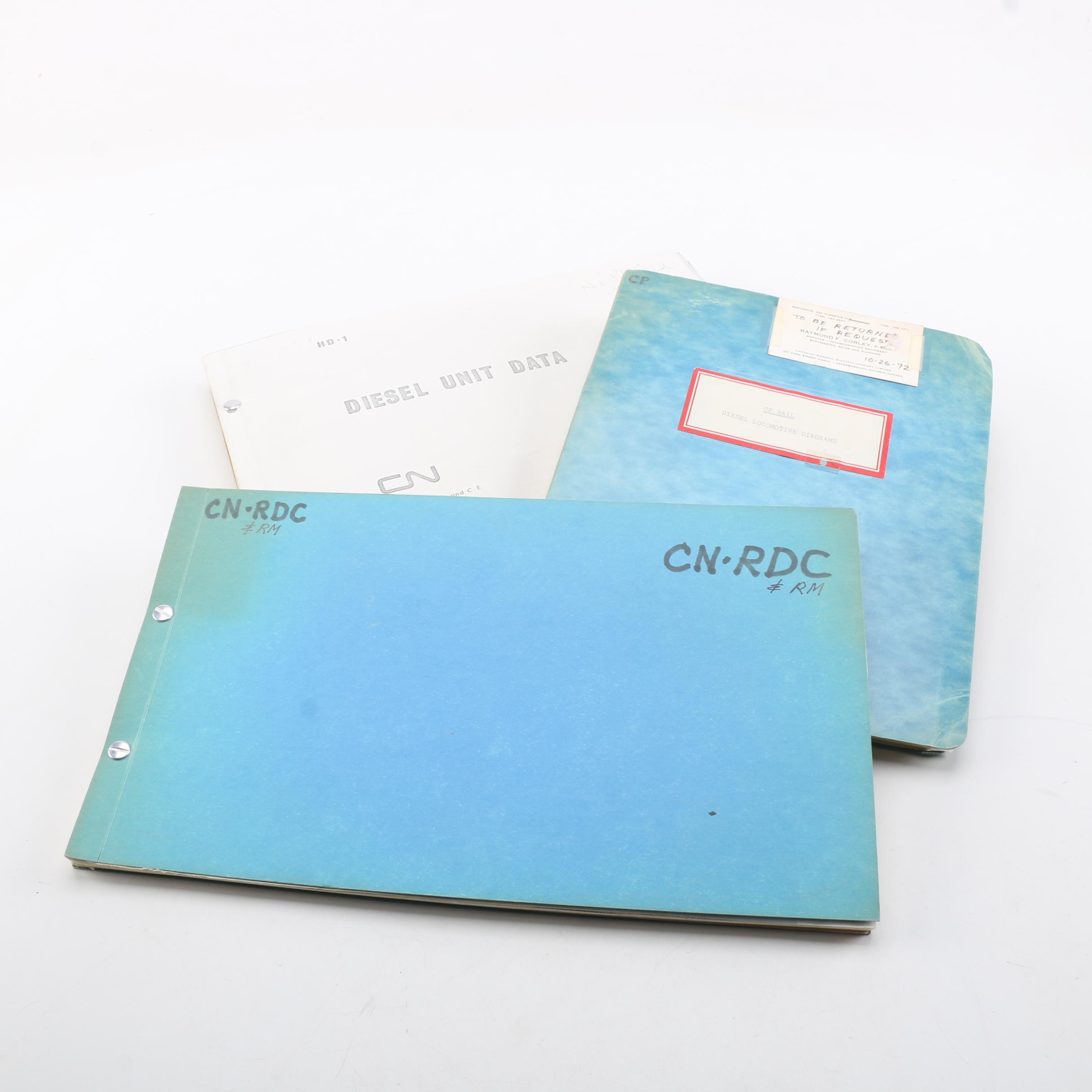 Three Vintage Canadian National, CN-RDC & RM, Canadian Pacific,  Train Ledgers