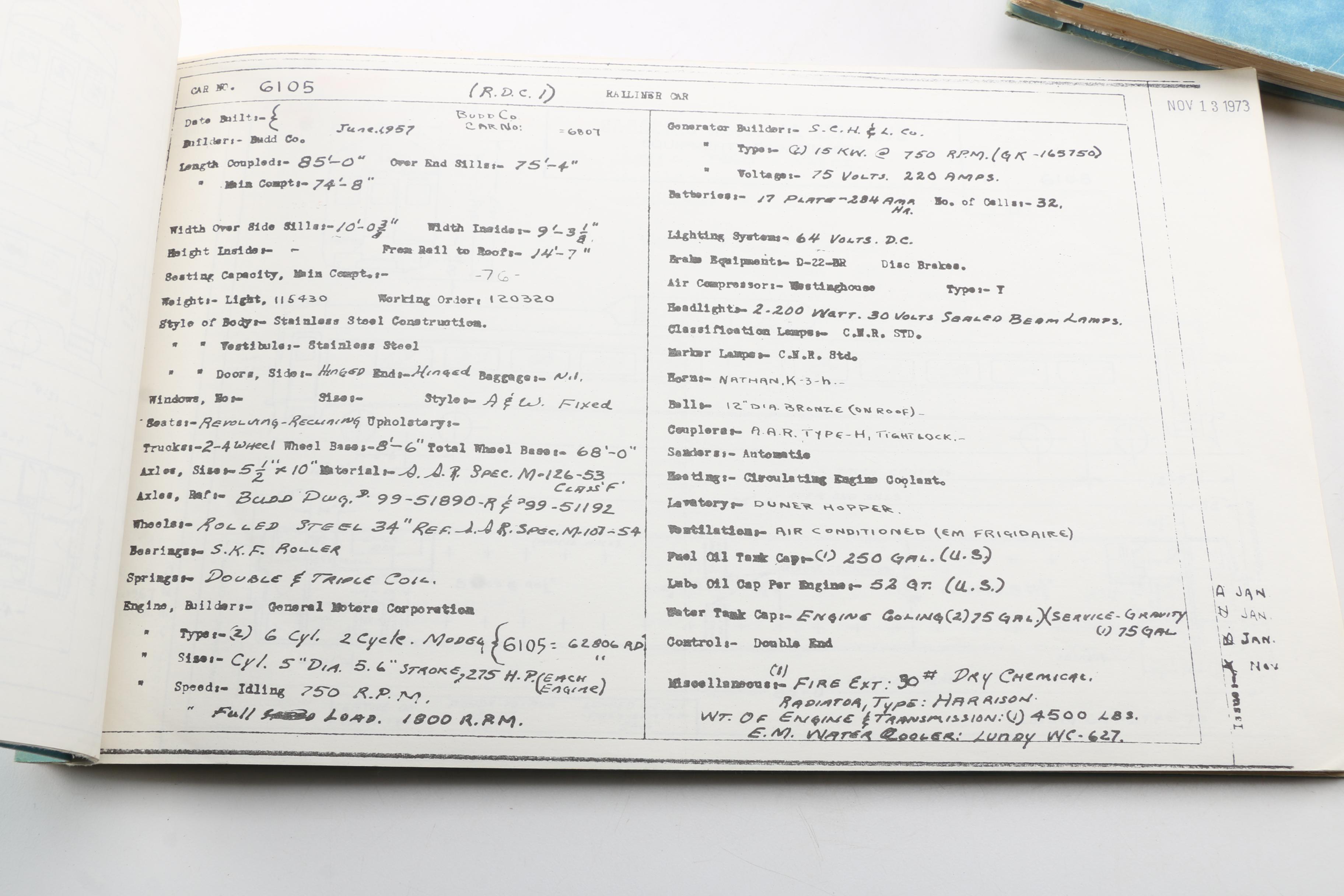 Three Vintage Canadian National, CN-RDC & RM, Canadian Pacific,  Train Ledgers