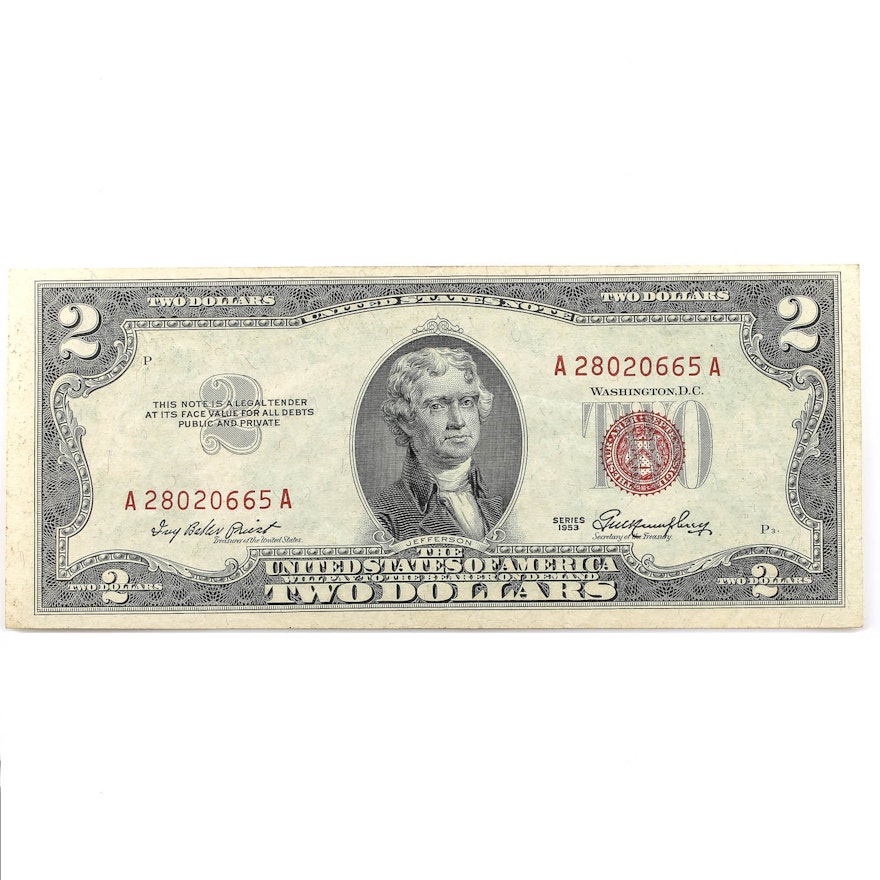 Series of 1953 Red Seal Two Dollar United States Note