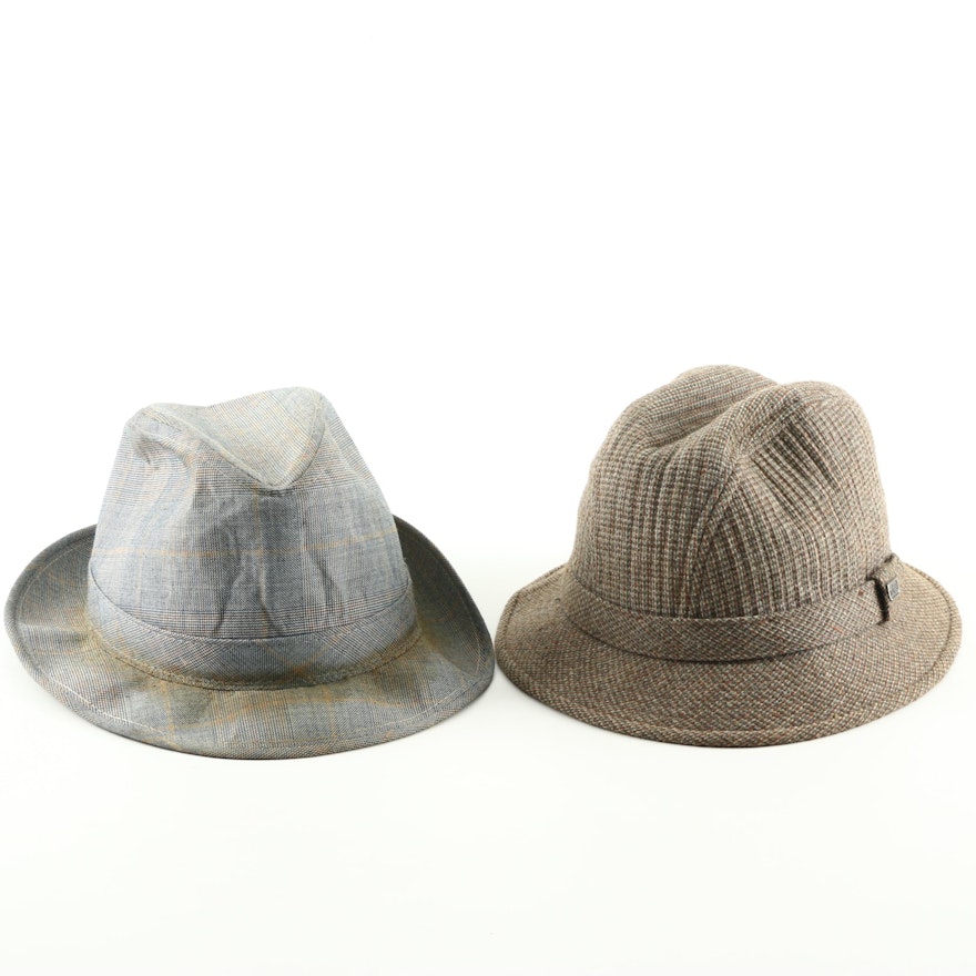 Men's Totes Hat and Vintage Plaid Homburg Hat