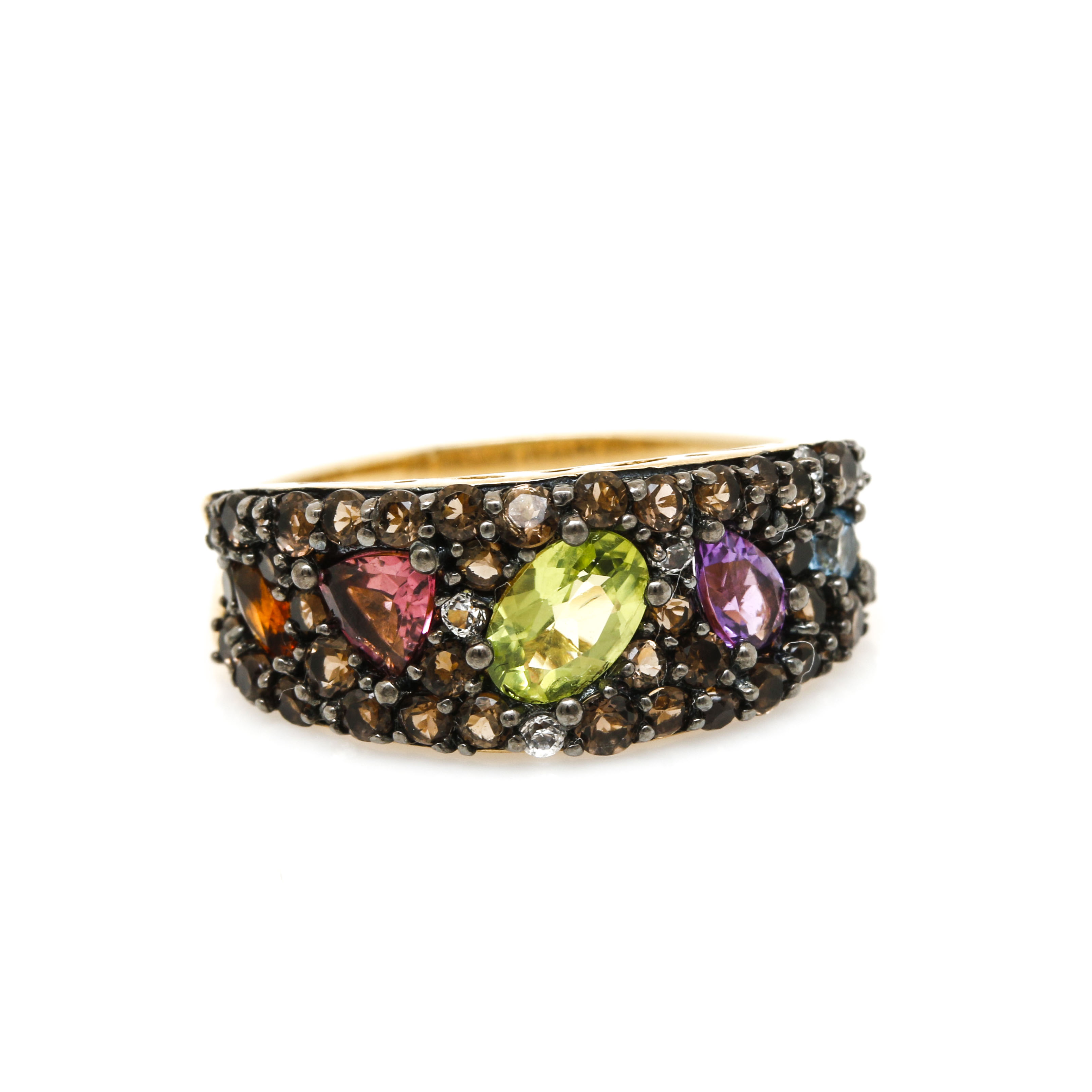 10K Yellow Gold Gemstone Ring Including Smoky Quartz