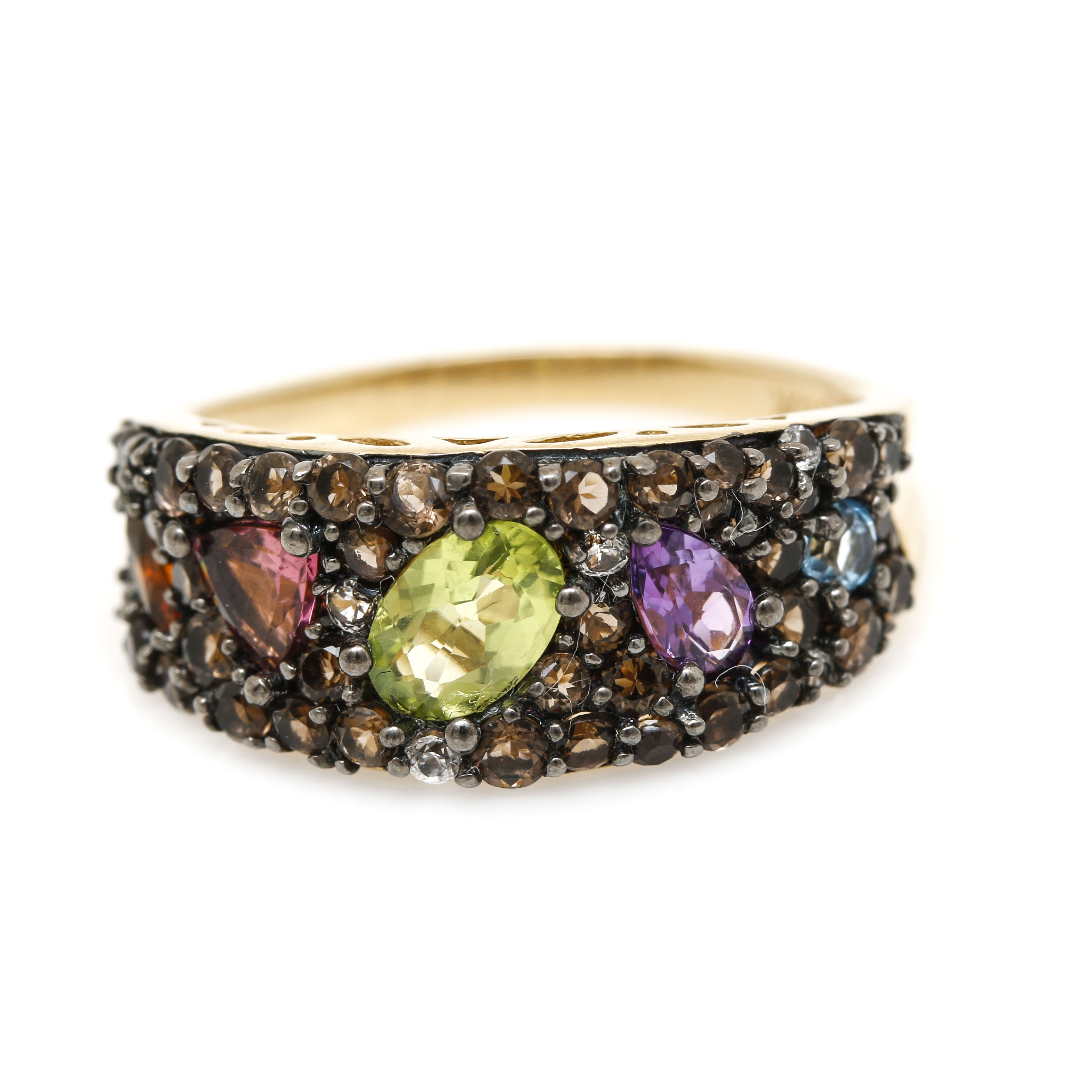 10K Yellow Gold Gemstone Ring Including Smoky Quartz