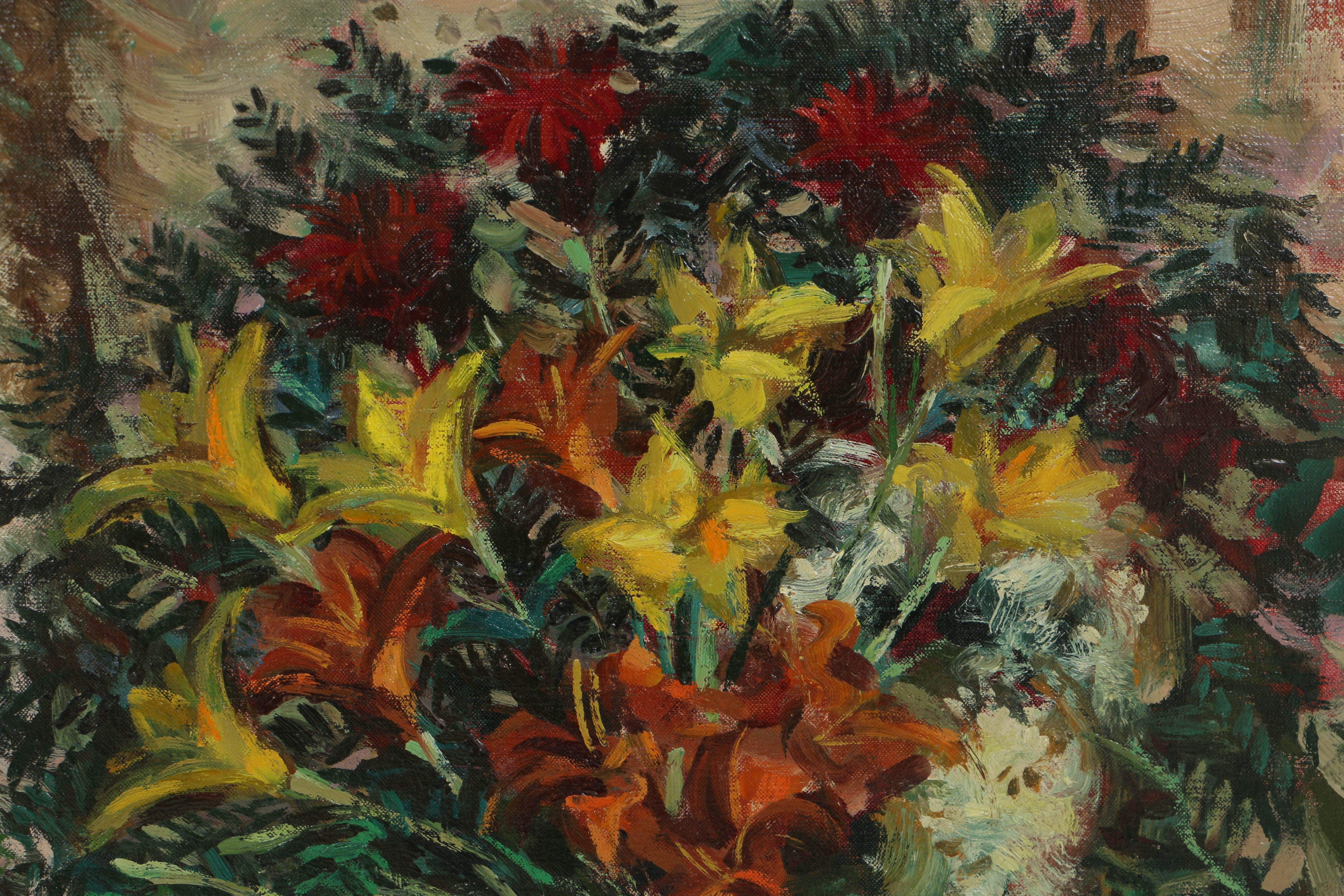Carl Zimmerman Oil Painting on Canvas of Floral Still Life