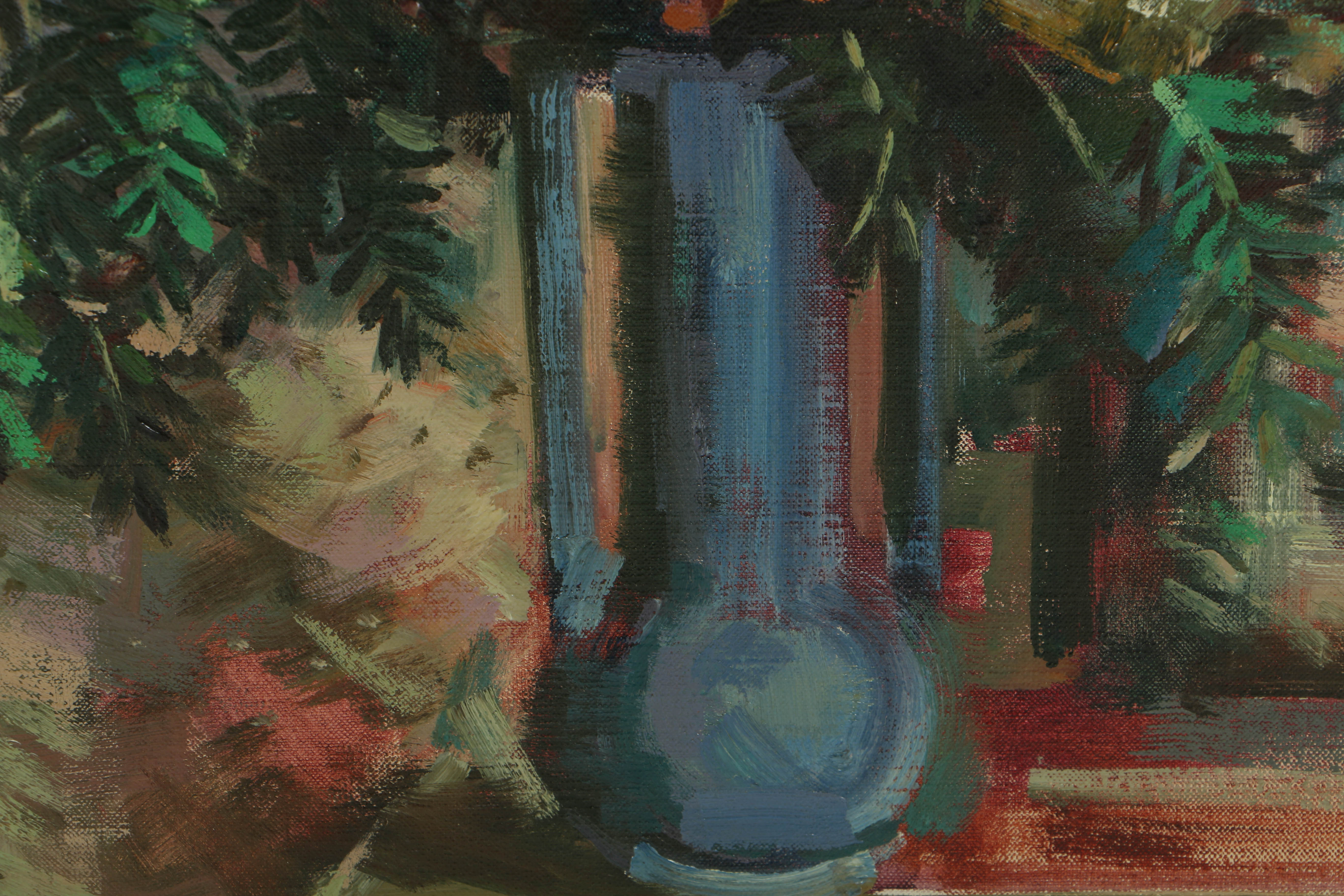 Carl Zimmerman Oil Painting on Canvas of Floral Still Life