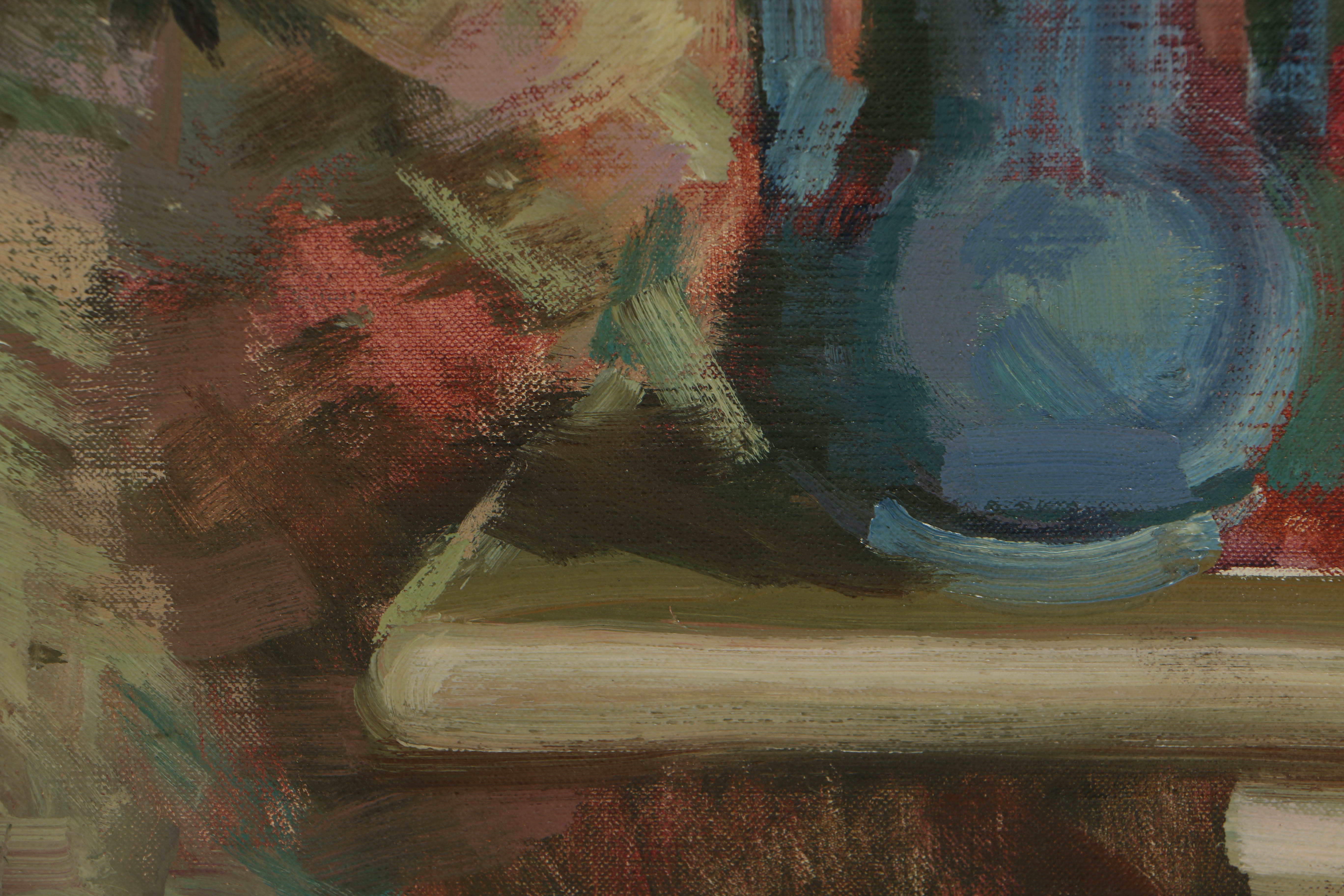 Carl Zimmerman Oil Painting on Canvas of Floral Still Life