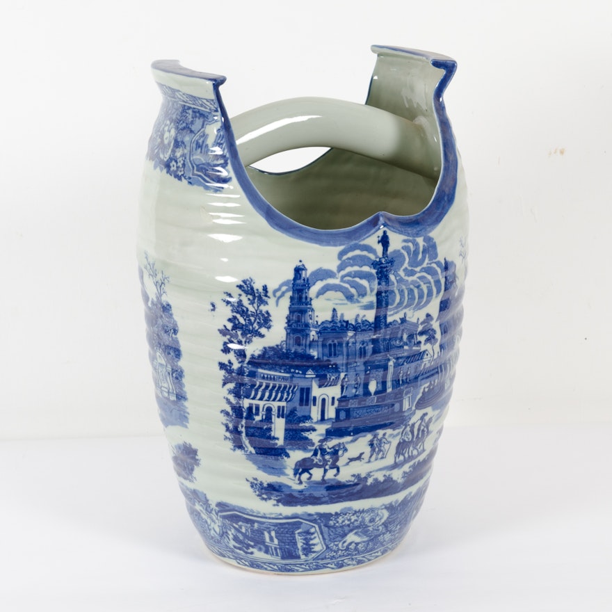 Blue and White Ironstone Vase