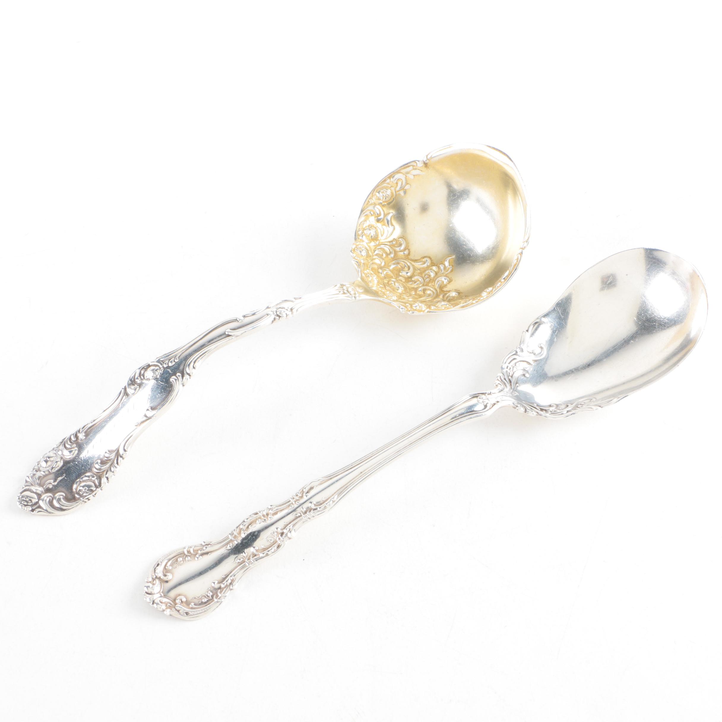 R Wallace & Sons "Irving" Sterling Silver Jelly Spoon and Towle Sterling Ladle