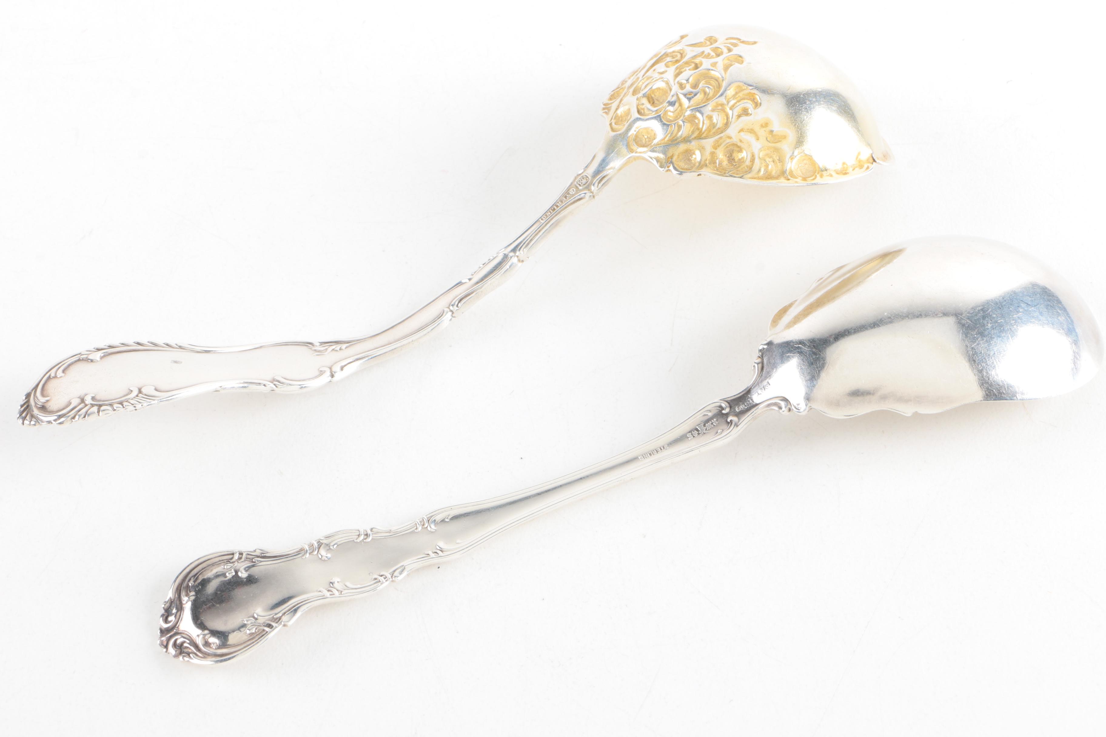 R Wallace & Sons "Irving" Sterling Silver Jelly Spoon and Towle Sterling Ladle