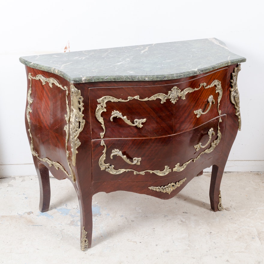 Louis XV Style Mahogany  Bombé Chest of Drawers