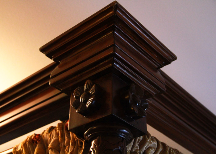 Vintage Chippendale Style Mahogany Tester California King Size Bed Frame