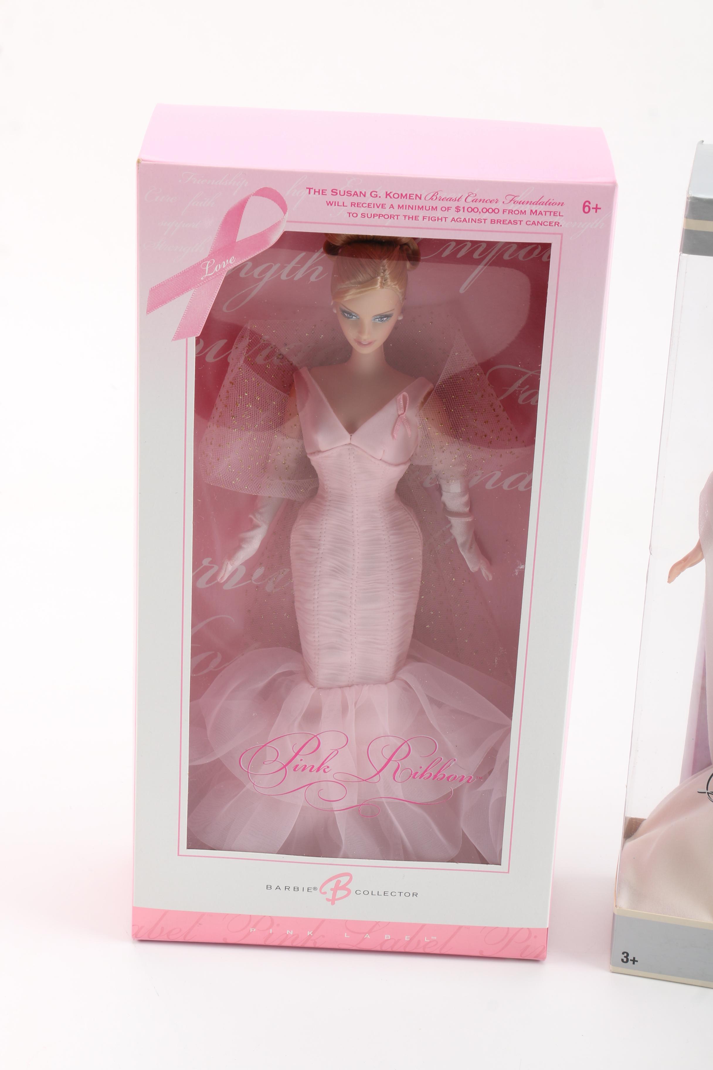 2000s Mattel Pink Label Barbie Dolls Featuring "Pink Ribbon" Barbie