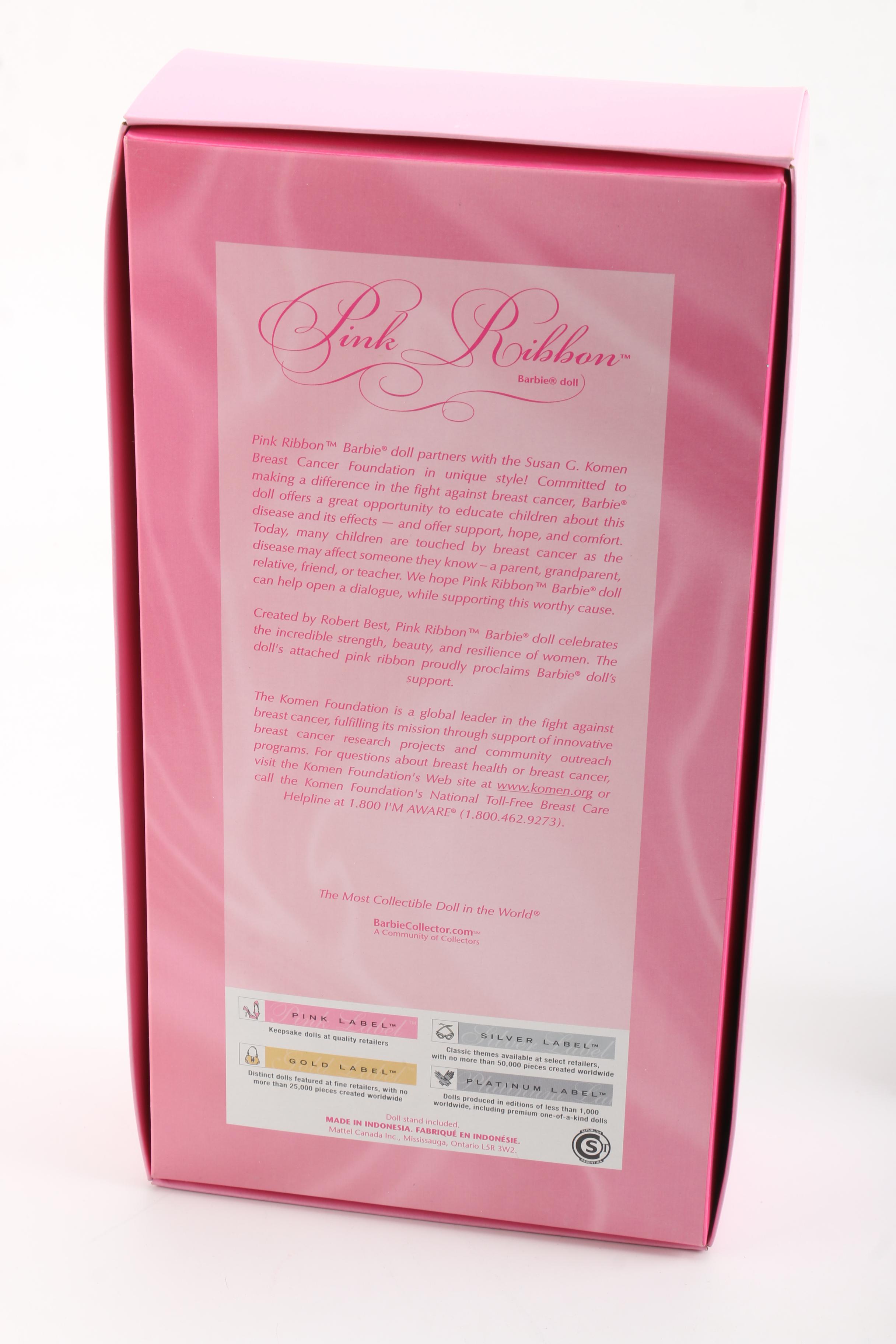 2000s Mattel Pink Label Barbie Dolls Featuring "Pink Ribbon" Barbie