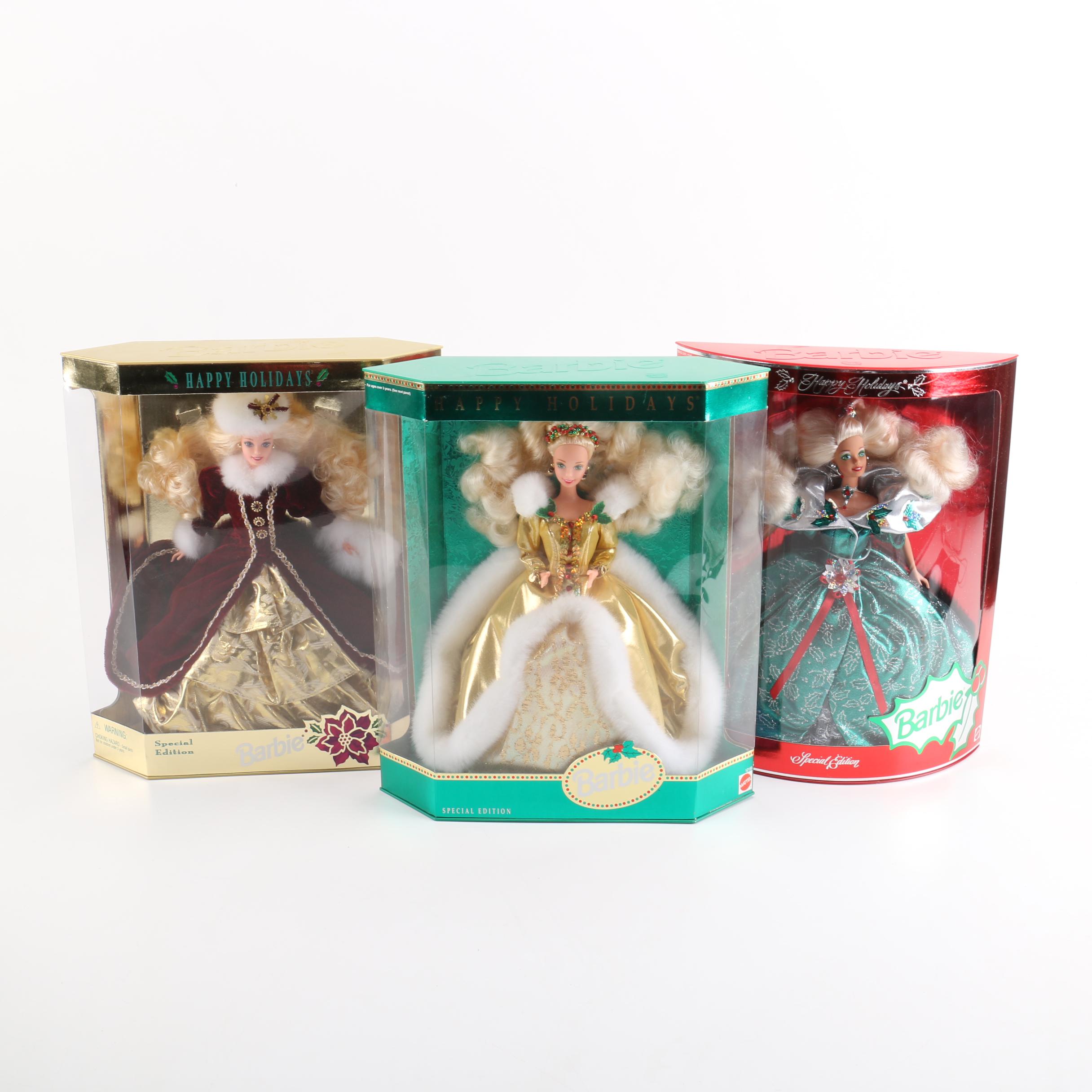 1990s Mattel "Happy Holidays Barbie" Dolls