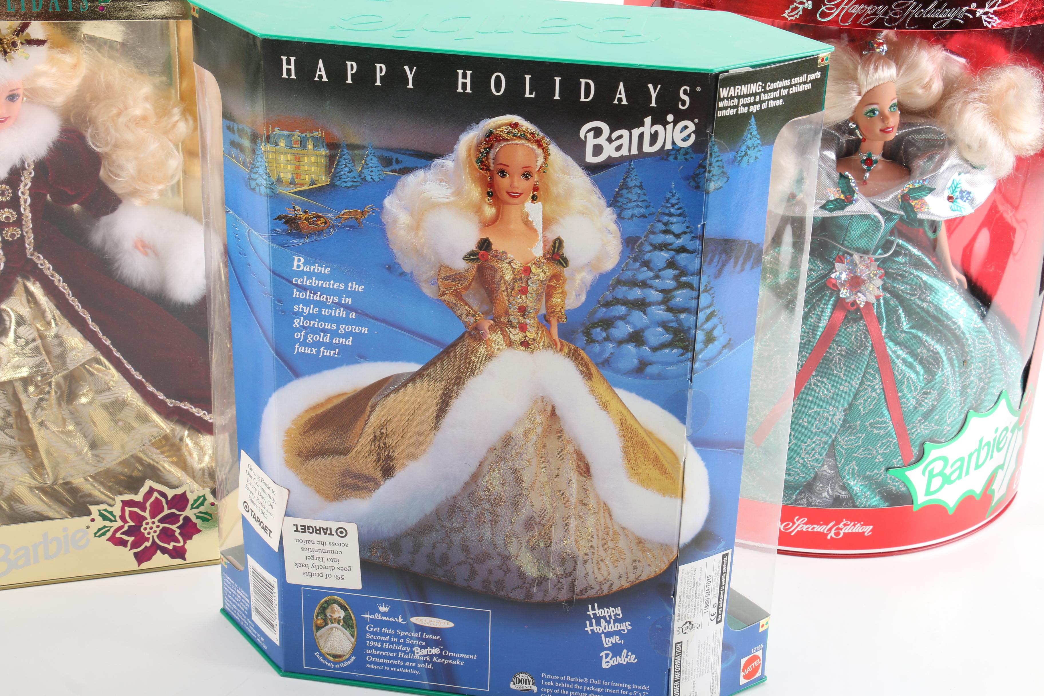 1990s Mattel "Happy Holidays Barbie" Dolls