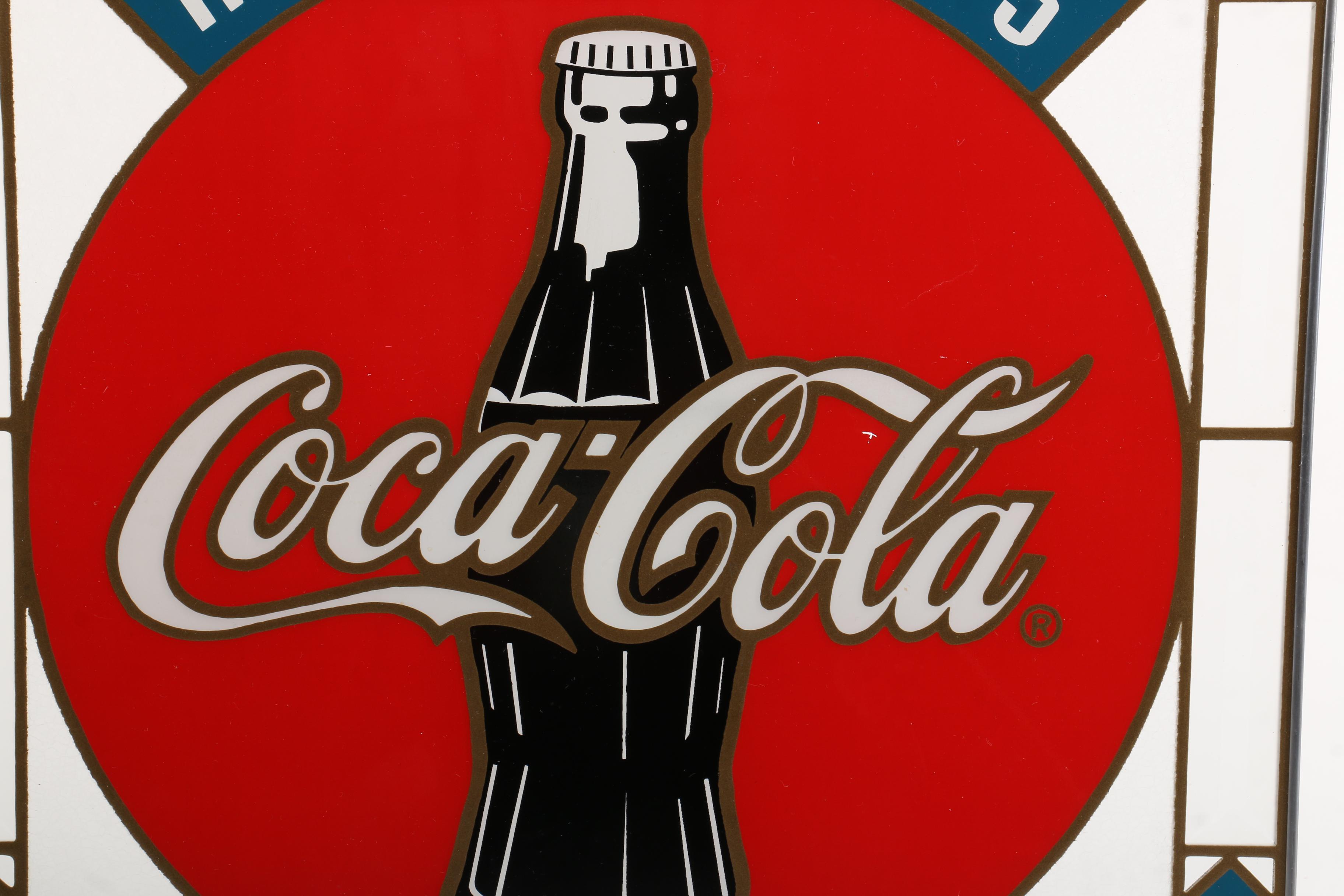 Vintage Glass "Coca Cola" Sign