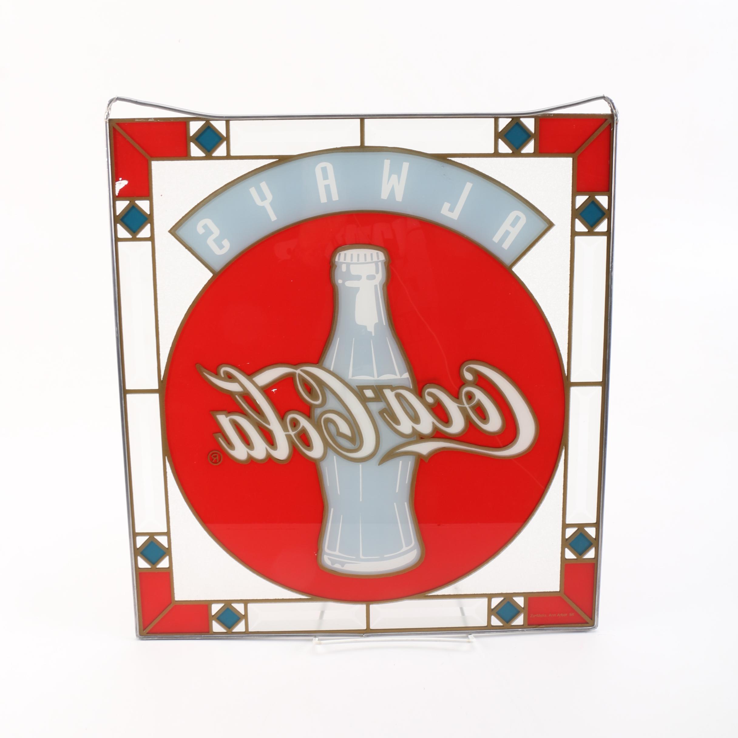 Vintage Glass "Coca Cola" Sign