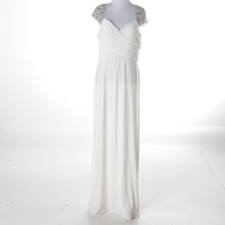 JS Boutique Embellished White Evening Dress