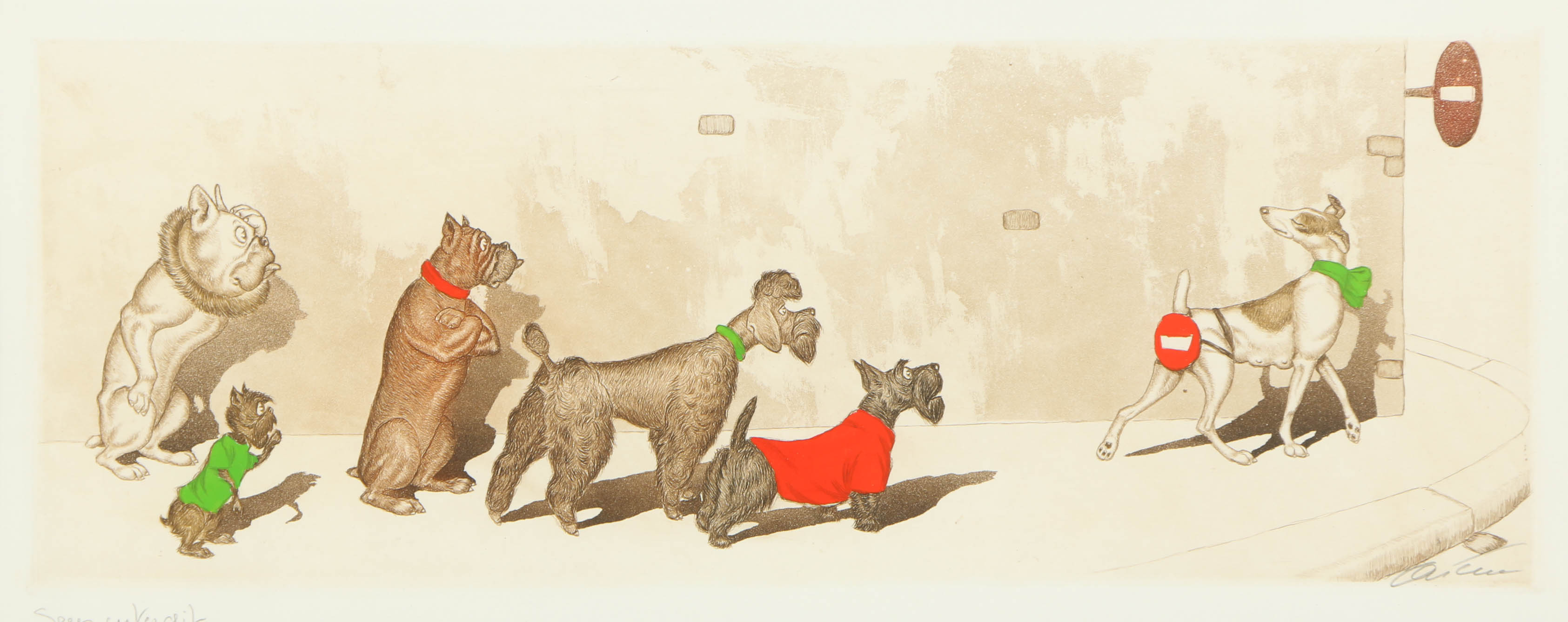 Boris O’Klein Etching Print "One Way Traffic"