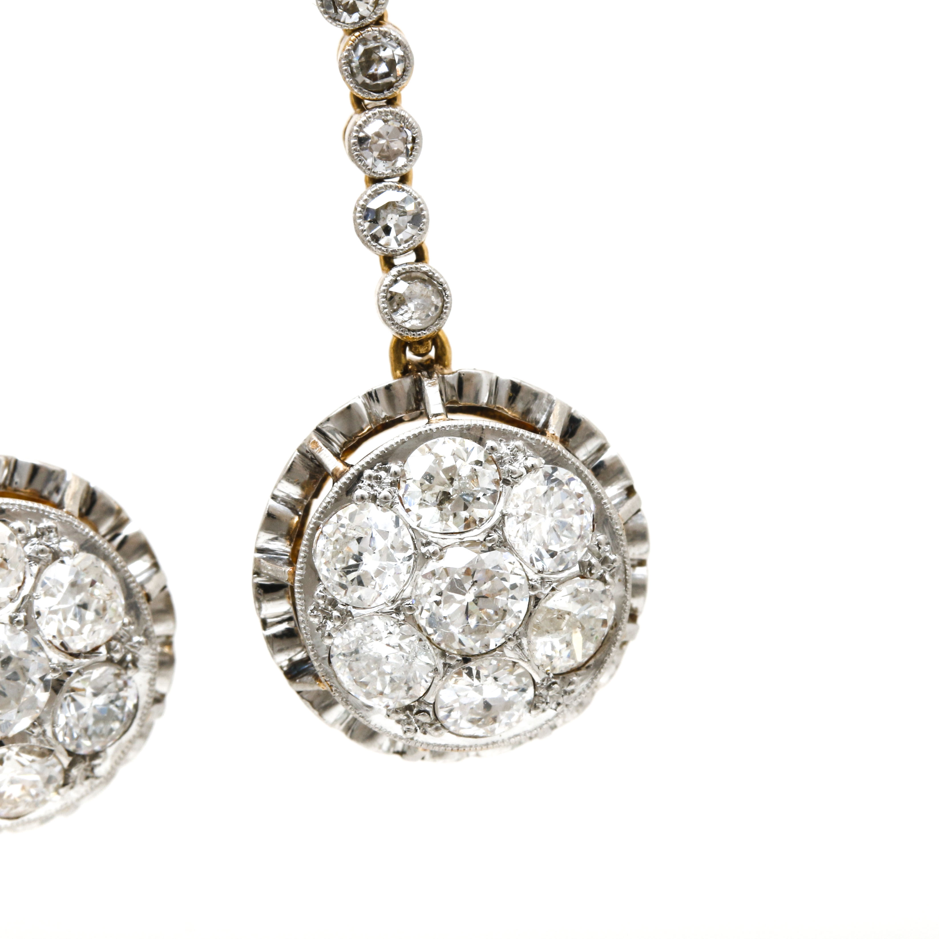 18K Yellow Gold and Platinum 2.70 CTW Diamond Earrings