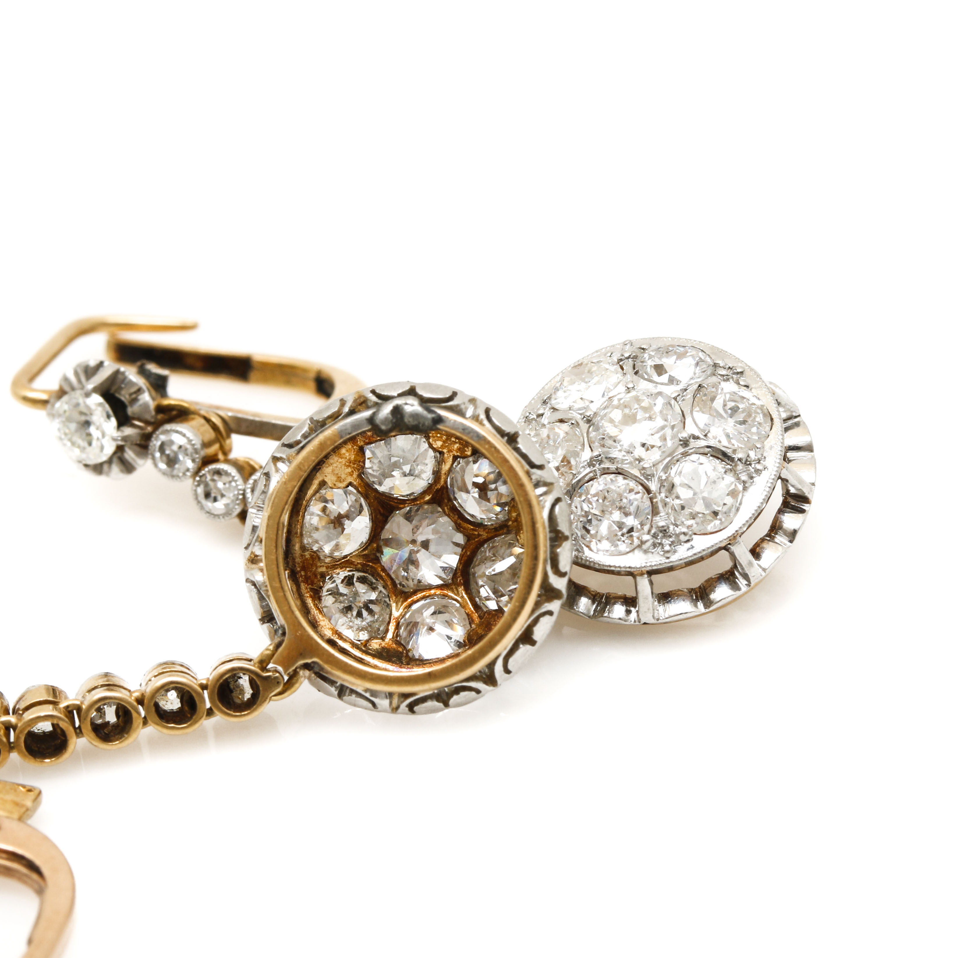 18K Yellow Gold and Platinum 2.70 CTW Diamond Earrings