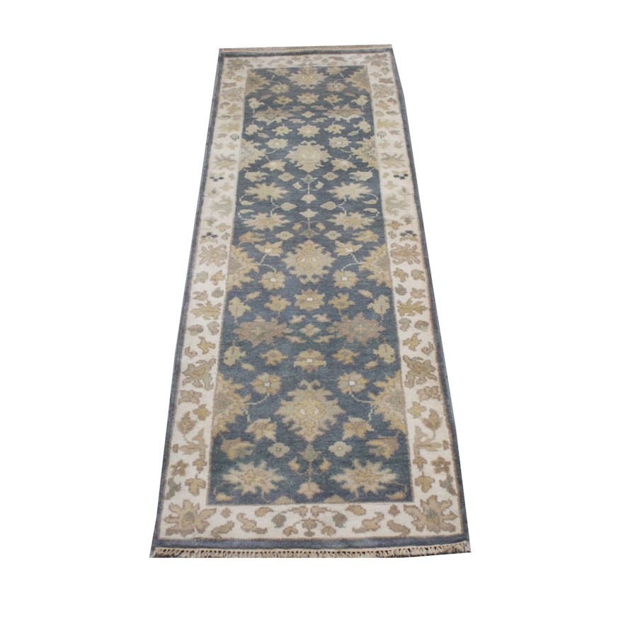 Hand-Knotted Indo-Oushak Chobi Carpet Runner