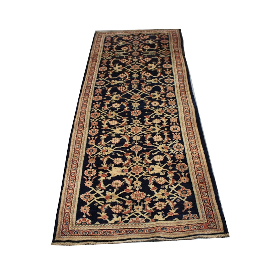 Vintage Hand-Knotted Persian Lilihan Carpet Runner