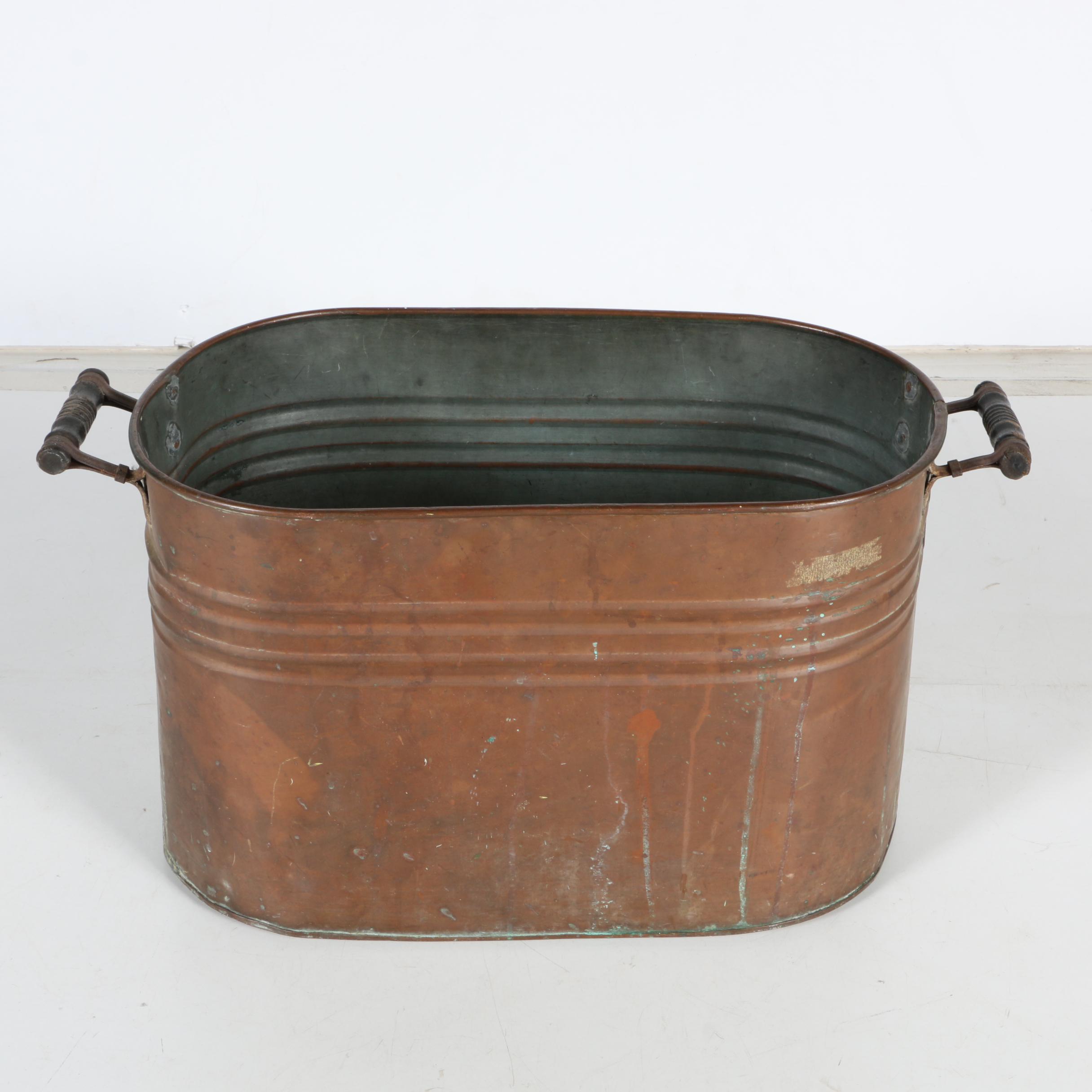 Antique Oval Copper Boiler Washtub