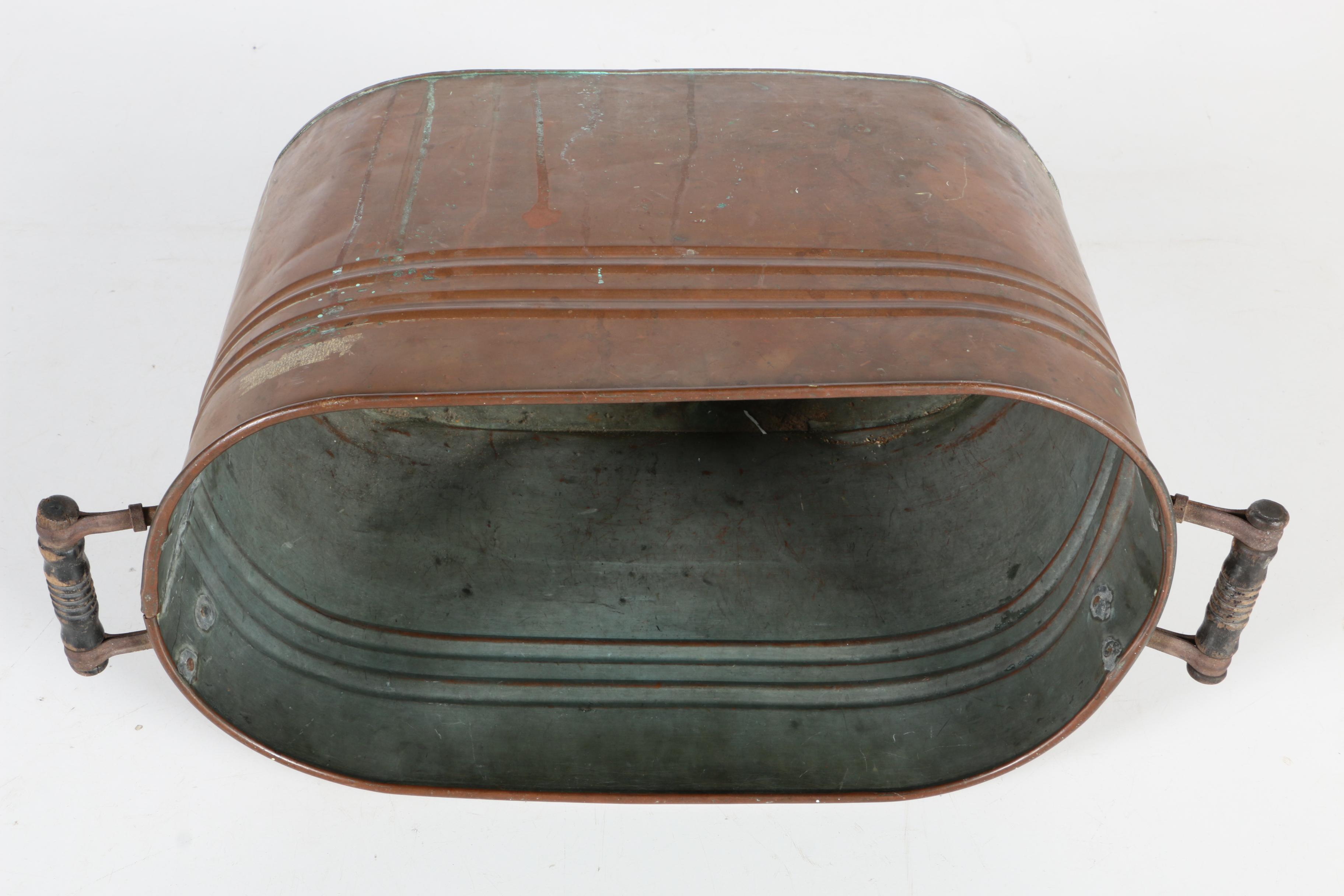 Antique Oval Copper Boiler Washtub