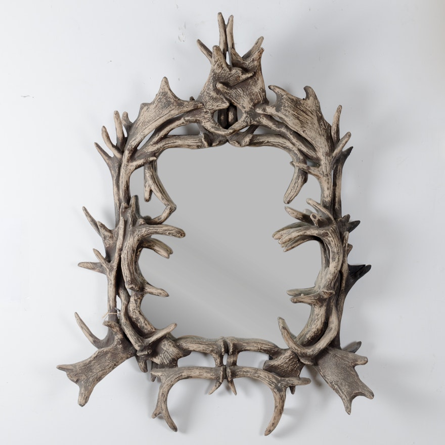Faux Antler Wood Framed Mirror