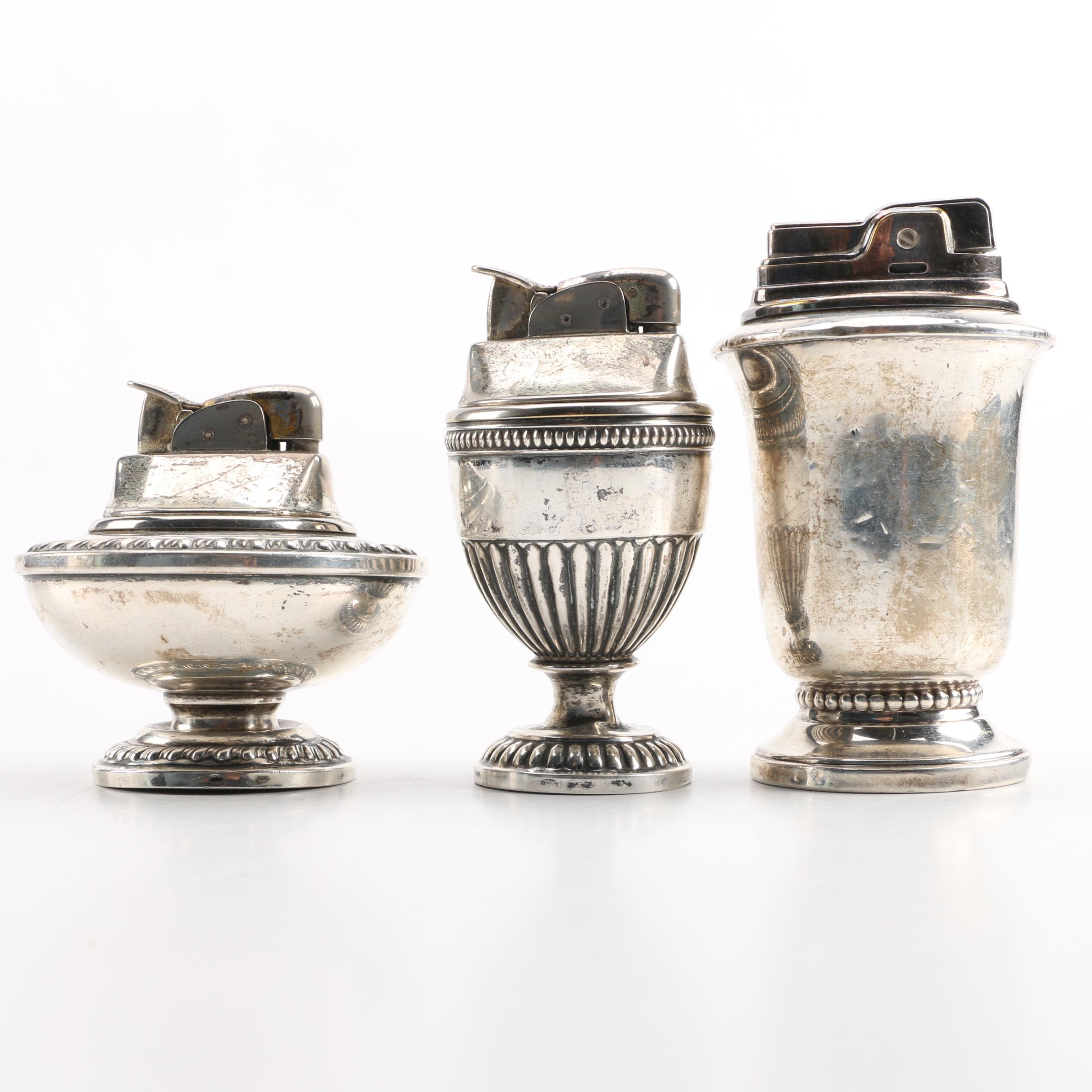 Ronson and Hallmark Sterling Silver Cased Table Lighters