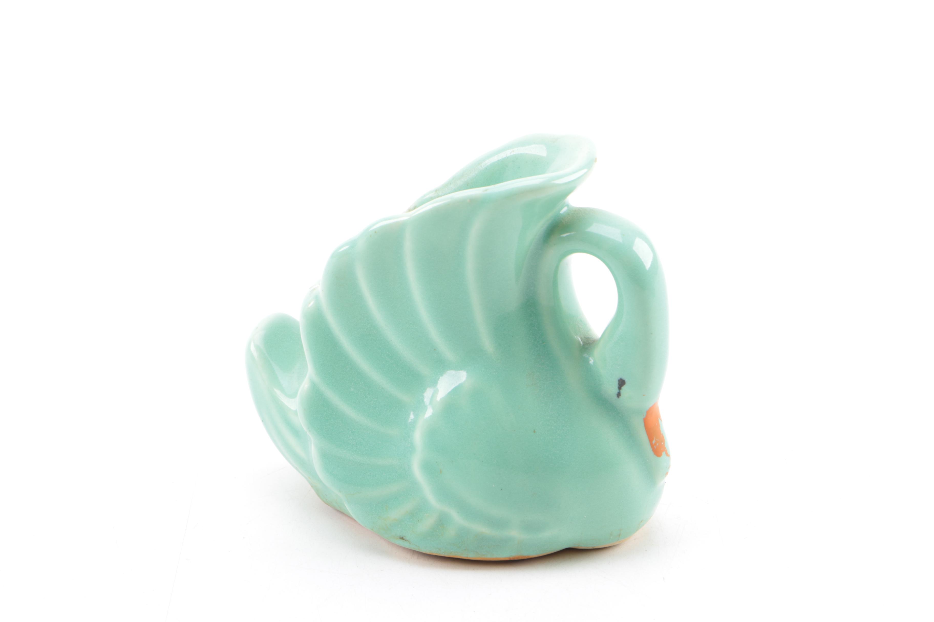 Pfaltzgraff Stoneware "Yorktowne" Pitcher and Swan Planter