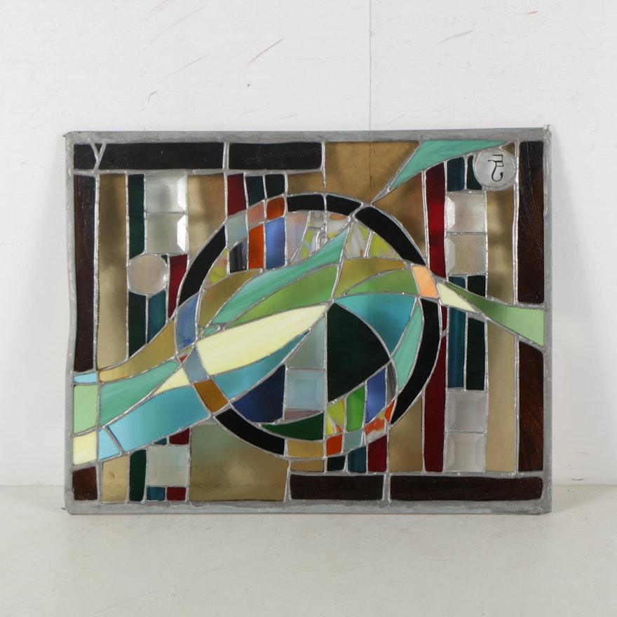 Stained Glass Panel of Abstract Composition