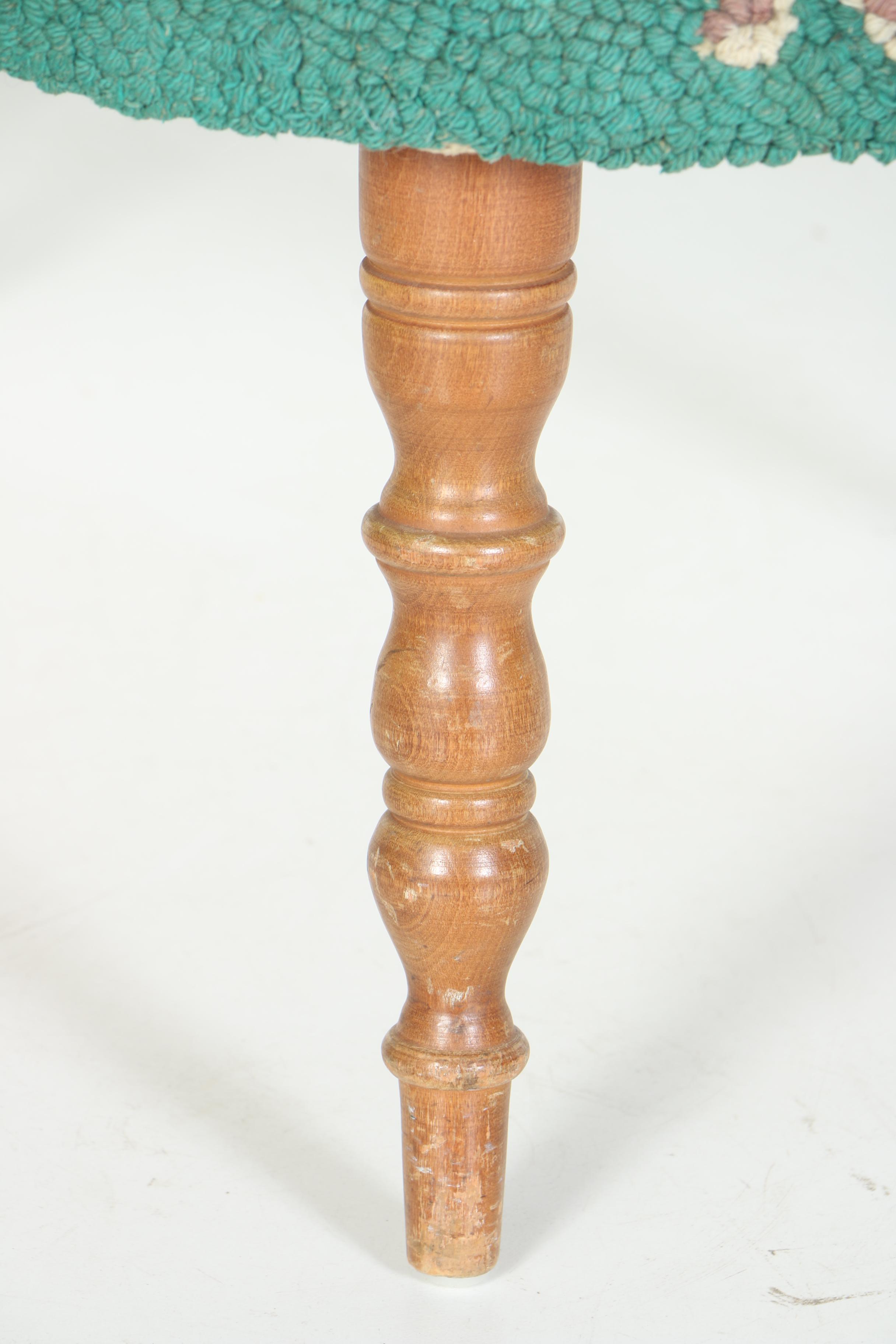 Vintage Hand-Hooked Footstool