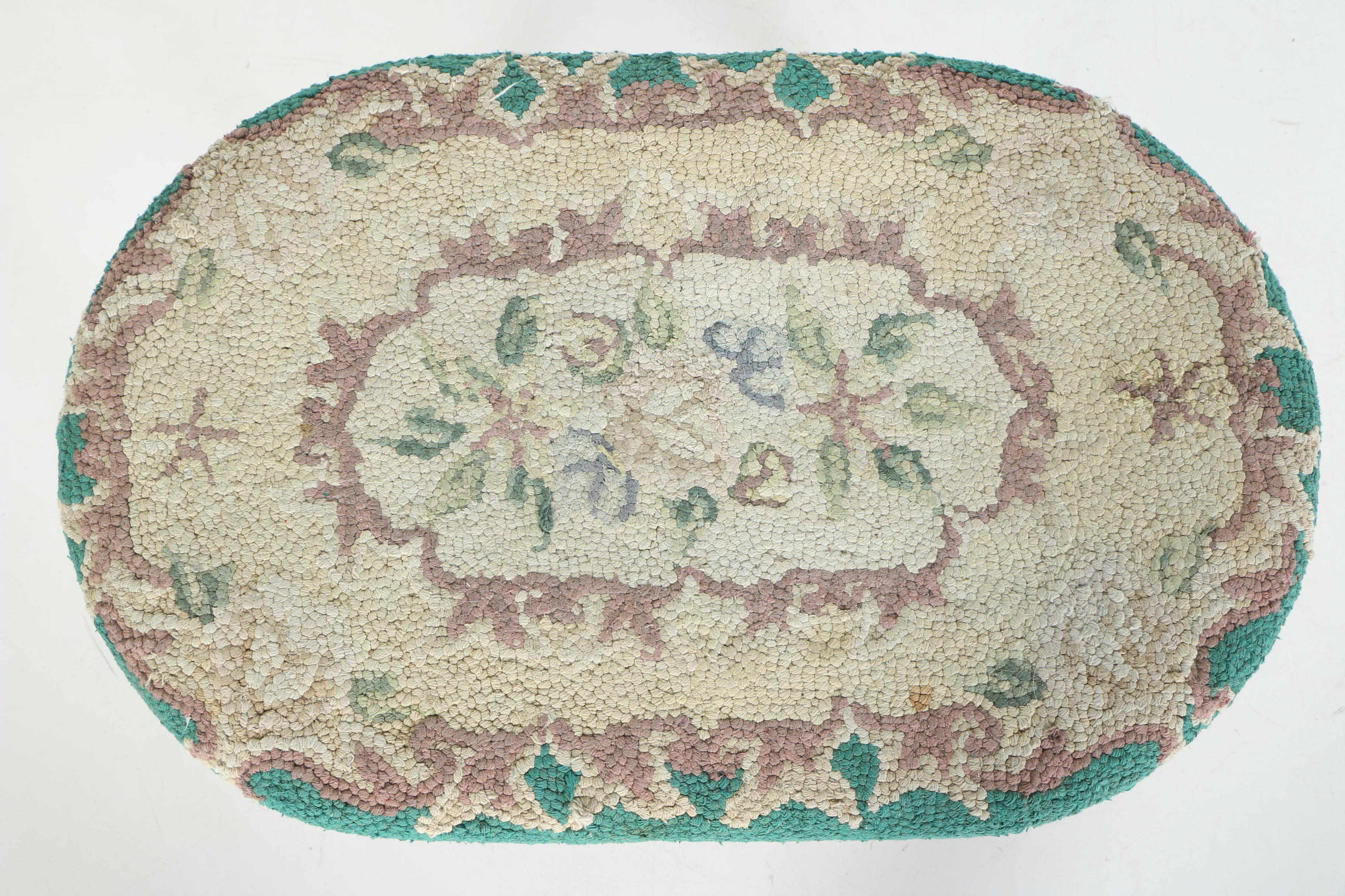 Vintage Hand-Hooked Footstool