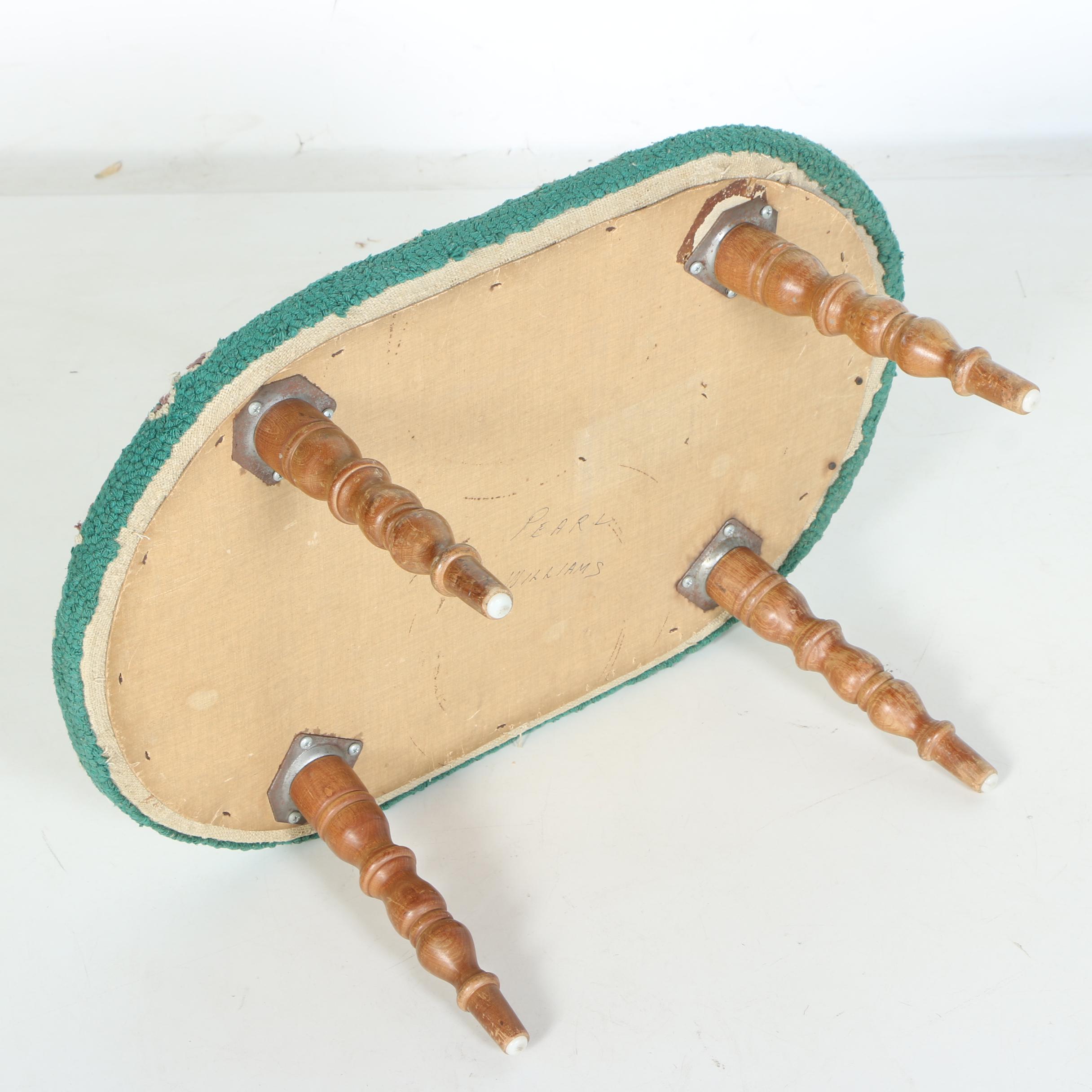 Vintage Hand-Hooked Footstool