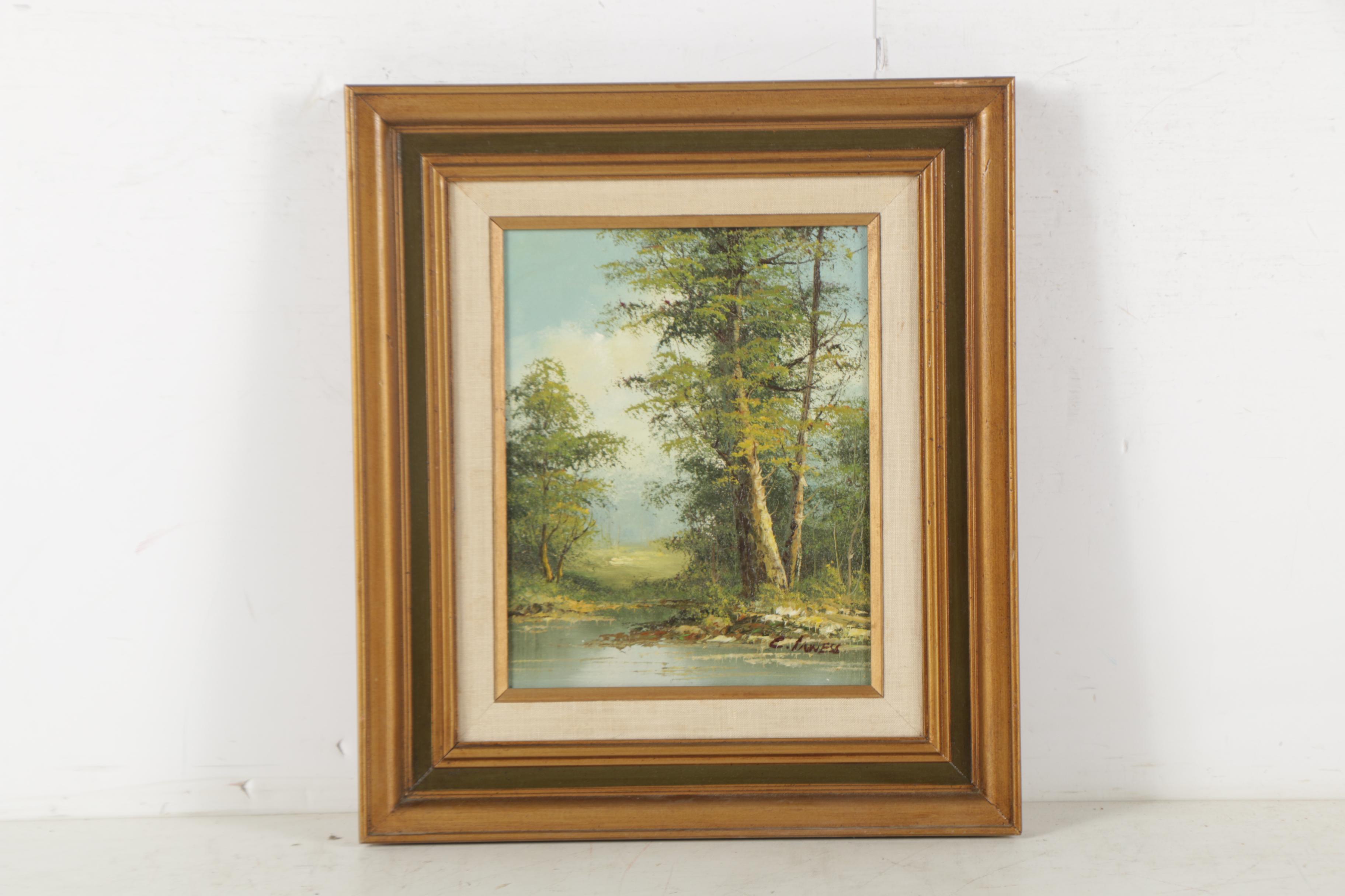 C. Innes and La Bonte Oil Paintings of Wooded Landscapes