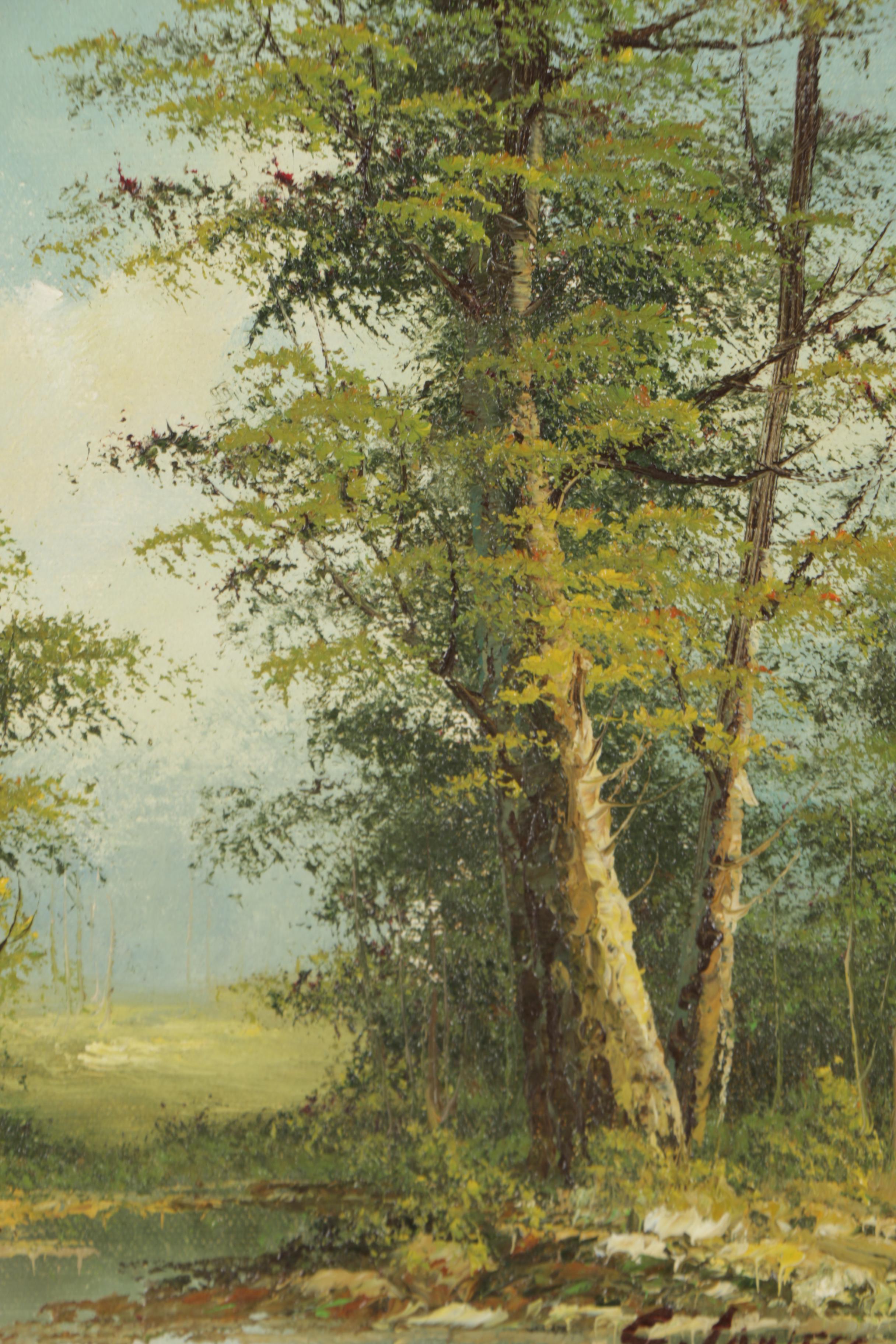 C. Innes and La Bonte Oil Paintings of Wooded Landscapes