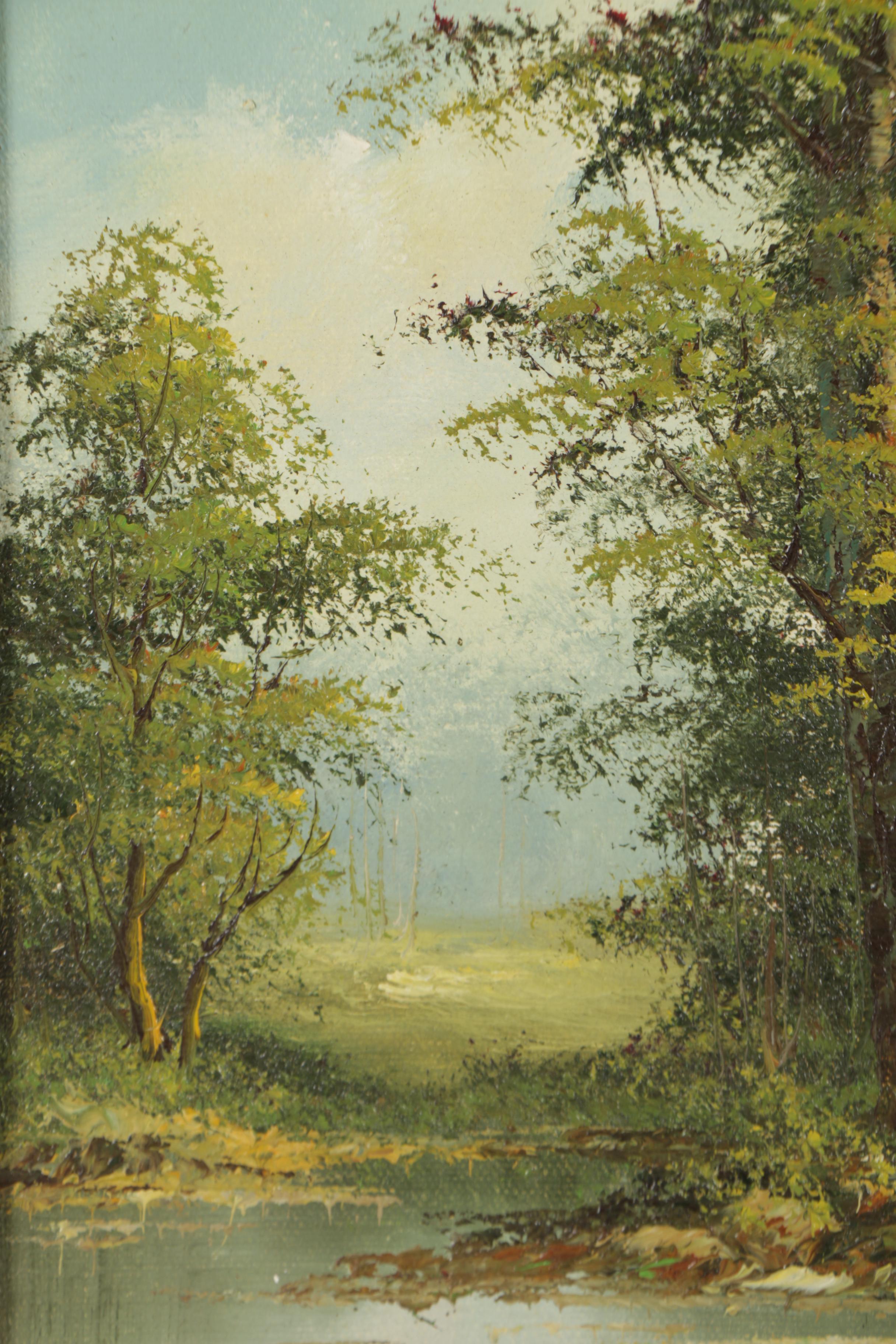 C. Innes and La Bonte Oil Paintings of Wooded Landscapes