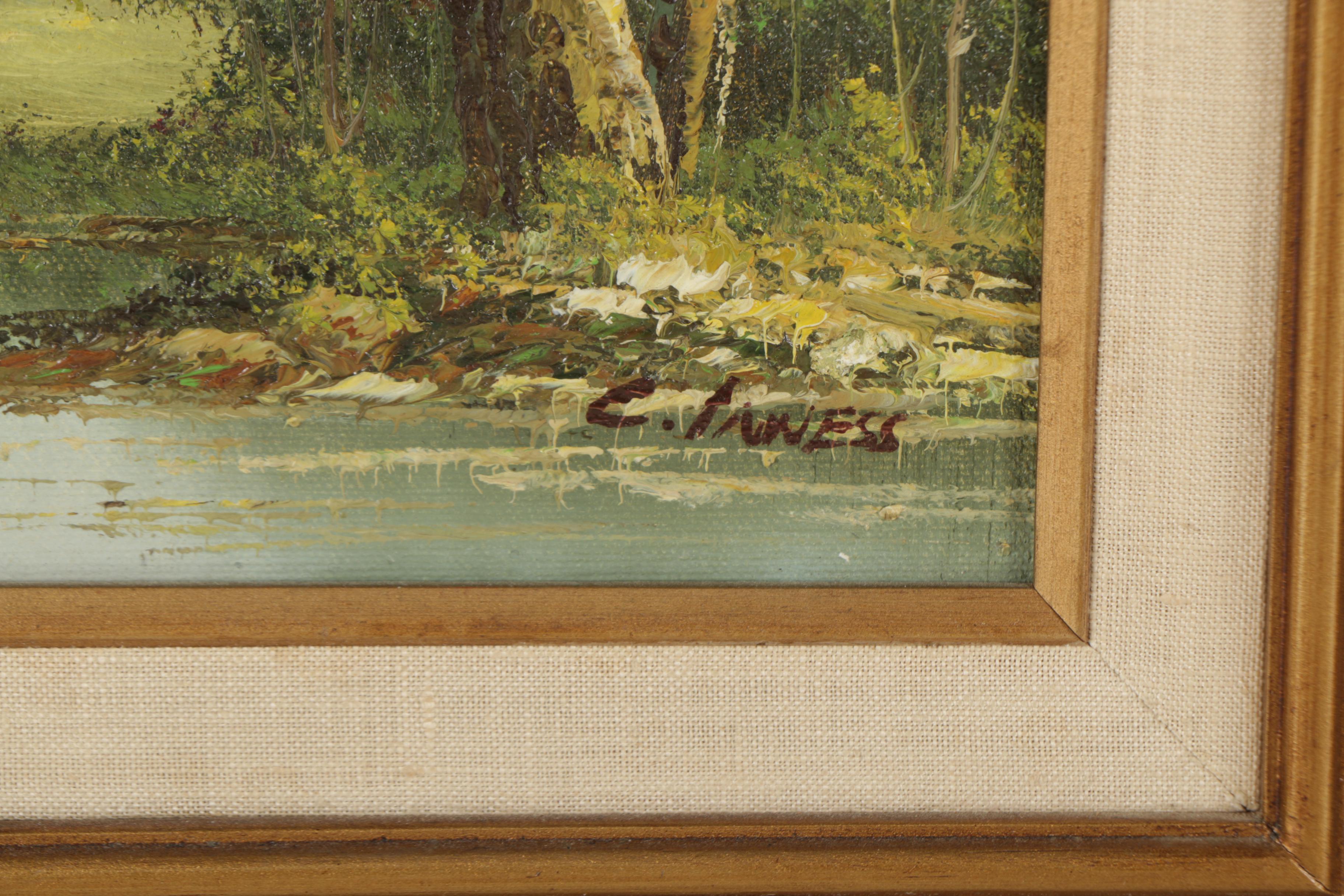 C. Innes and La Bonte Oil Paintings of Wooded Landscapes