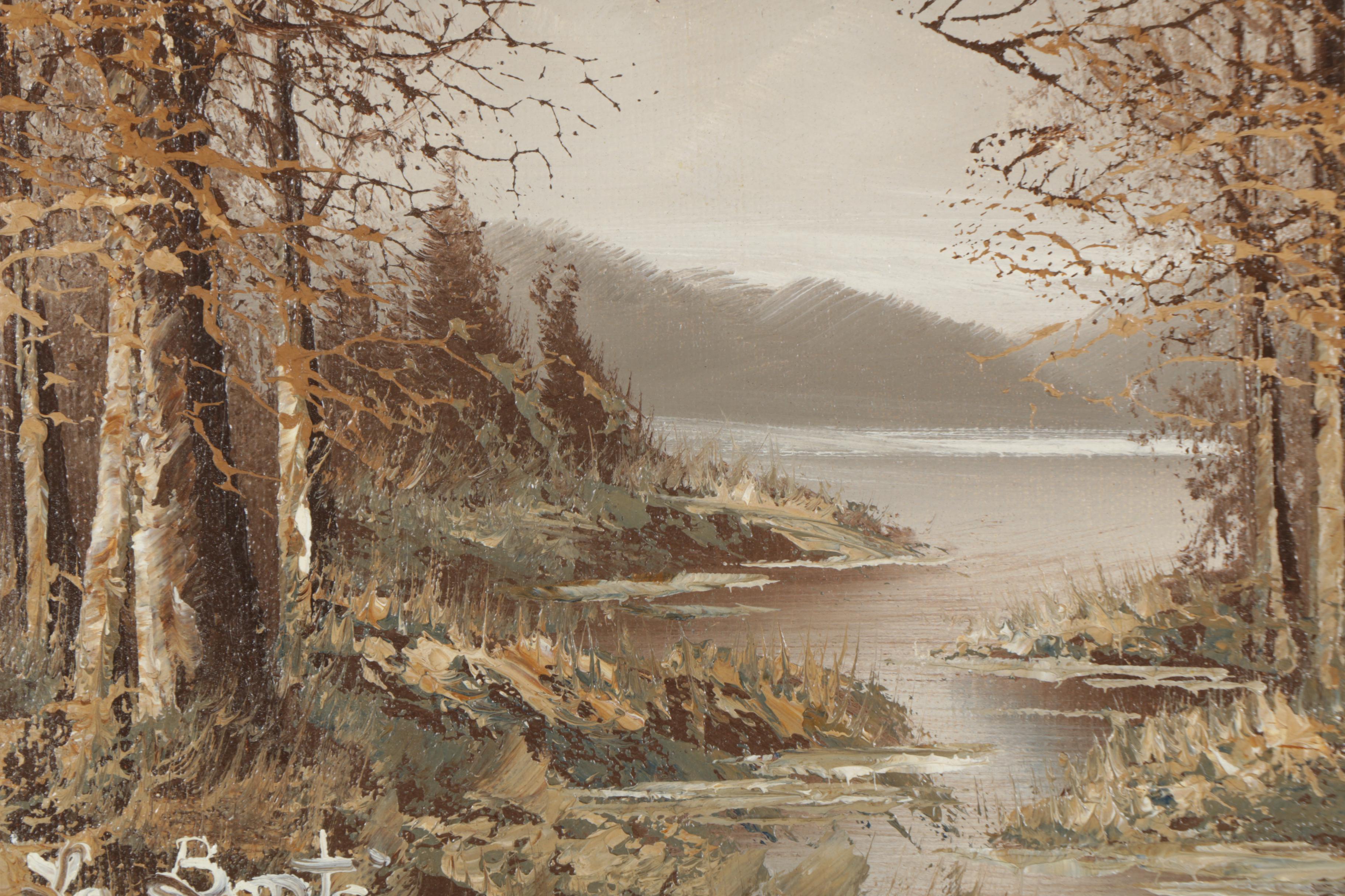 C. Innes and La Bonte Oil Paintings of Wooded Landscapes