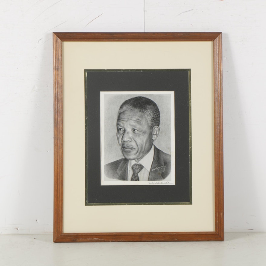 Albert Mukasa Wilson Halftone Print of Nelson Mandela